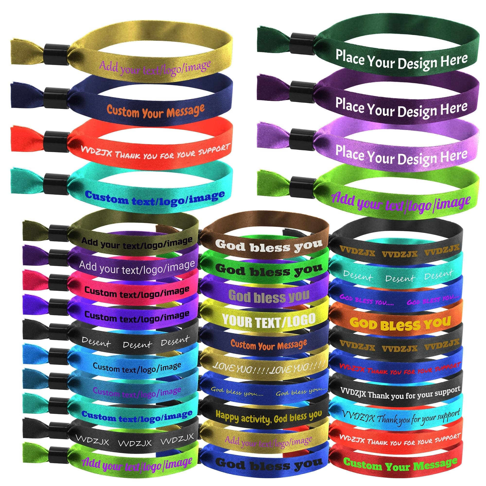 100/500/3000PCS Custom Cloth Event Wristbands Logo/Color/Text/Sign, Personalized Cloth Admission Identification Bracelet for Wedding Party Awareness Club Events