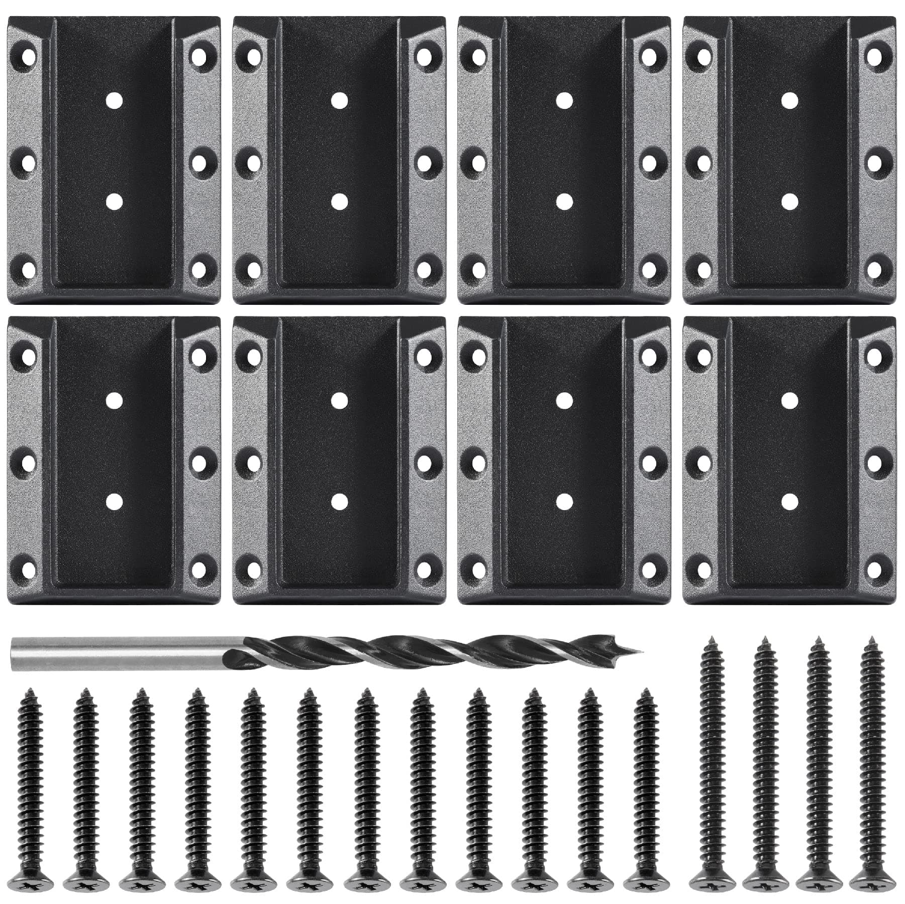 Wanhork WOWSER Design High Strength Stainless Steel Deck Railing Connectors with Screws for 2x4 (Actual 1.5x3.5) inch Stair Wood Handrail (4 Pairs, Black)