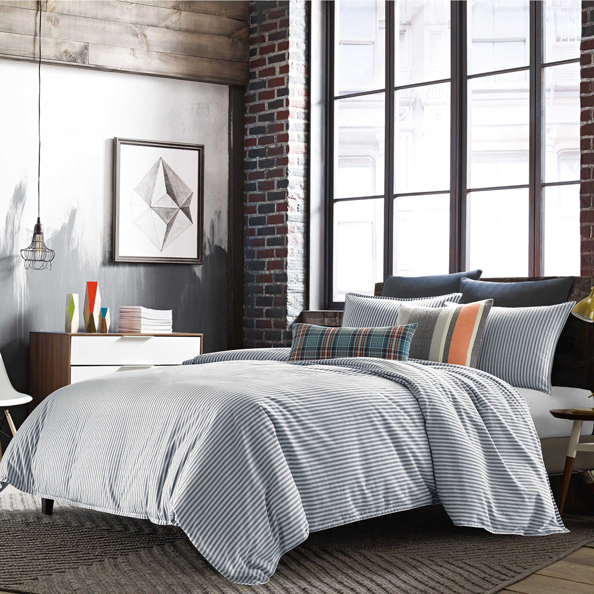 Studio 3B King Size Duvet Cover by Kyle Schuneman from The Asher Bedding Collection in a Navy White Color Pattern