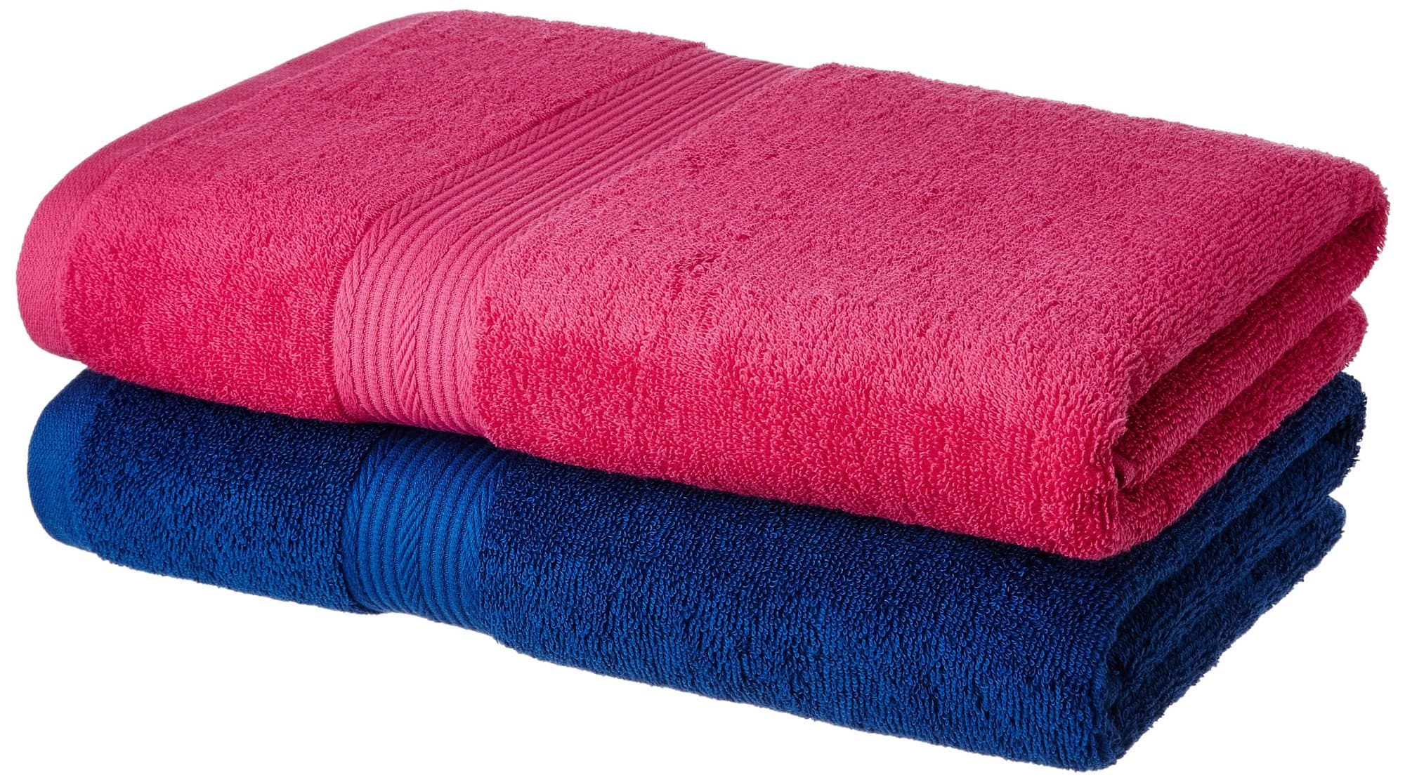 100% Cotton 2 Piece Bath Towel Set, 500 GSM (Iris Blue and Paradise Pink)