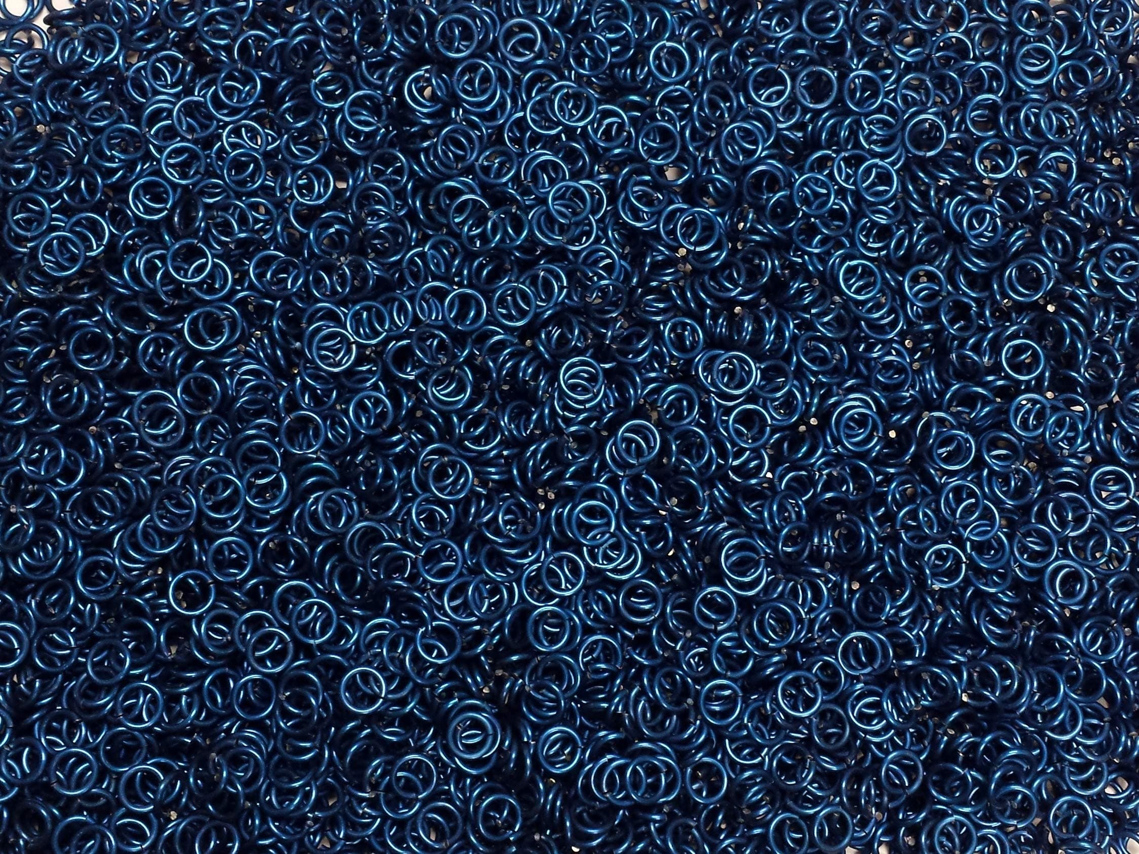 1/2 Pound Blue Anodized Aluminum Jump Rings 18G 3/16" ID (4000+ Rings)