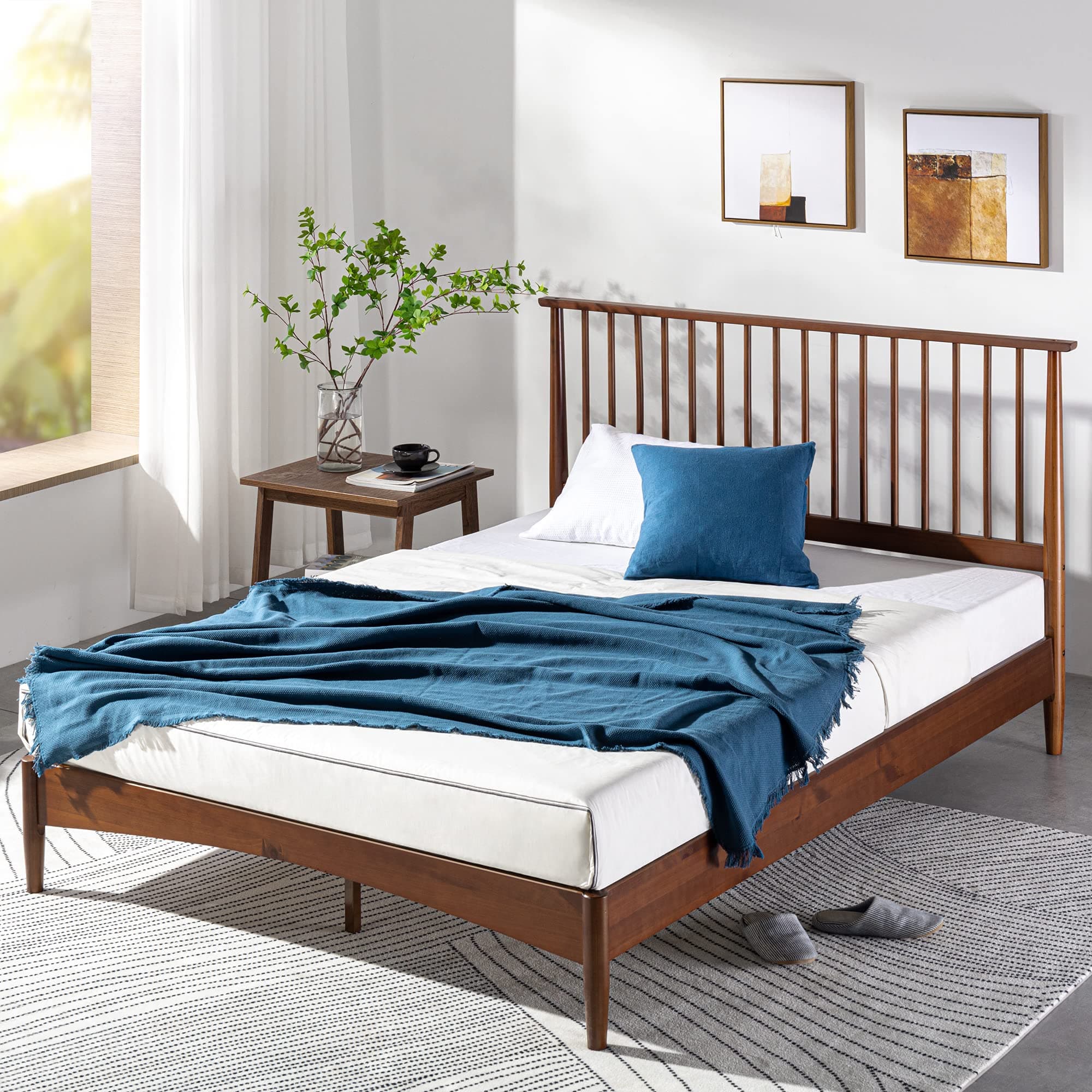 ZINUS Linda Mid Century Wood Platform Bed Frame, Solid Wood Foundation, Wood Slat Support, No Box Spring Needed, Easy Assembly, Full