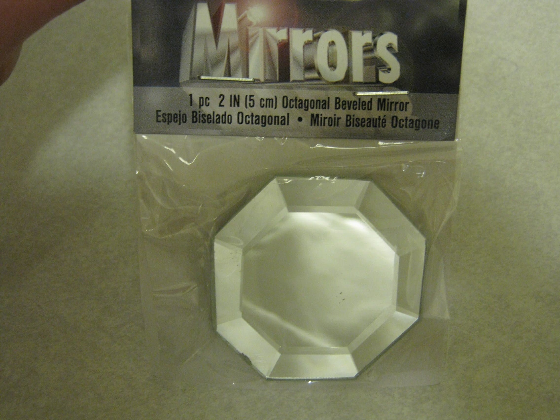 Darice Bevel Edge Glass Octagon, 2 inches Mirror, As Shown