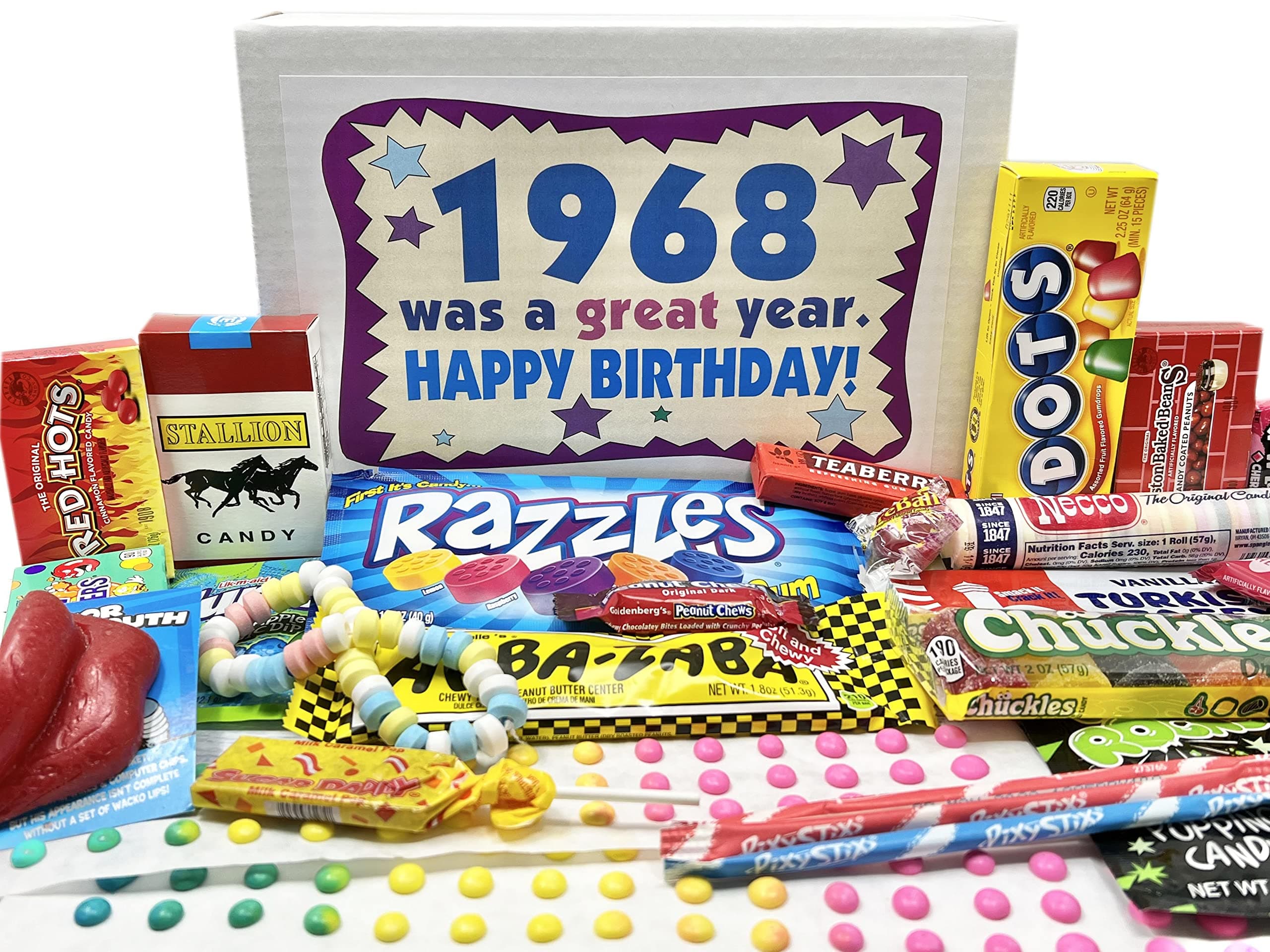 ~ 1968 58th Birthday Gift Box Nostalgic Candy Mix from Childhood for 58 Year Old Man or Woman Born 1968 Jr