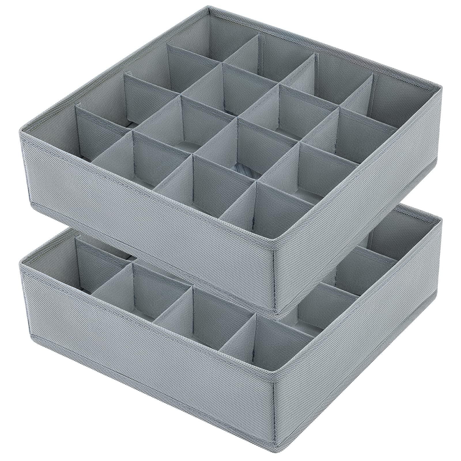 Joyoldelf Sock Drawer Organizer Divider Underwear Organizer 16-cell Fabric Dresser Drawer Organizers Storage Boxes for Socks Lingerie, Handkerchiefs, Ties (Grey)