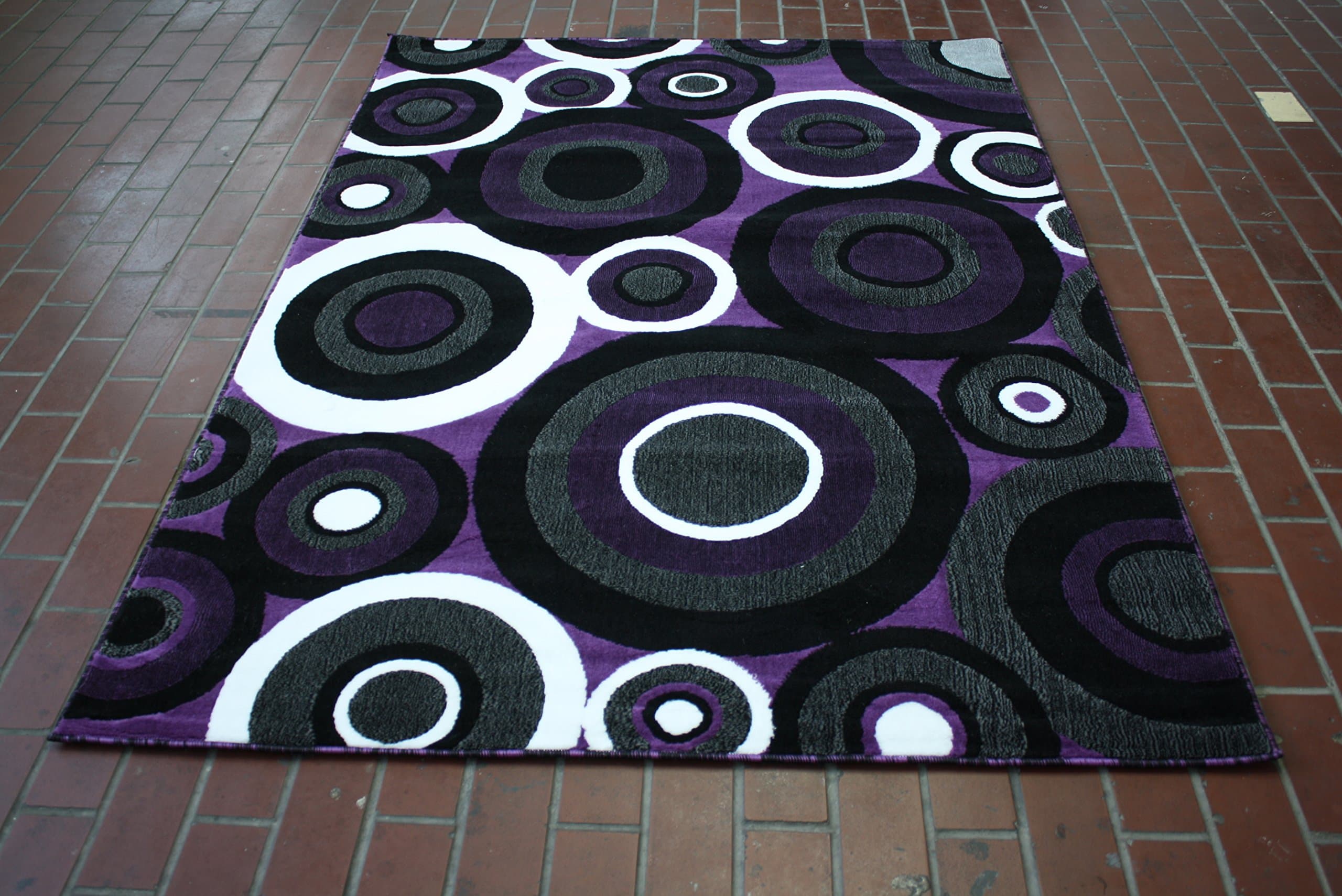 RT5005 Double Stitch Machine Carved Rug (5X8, Purple)