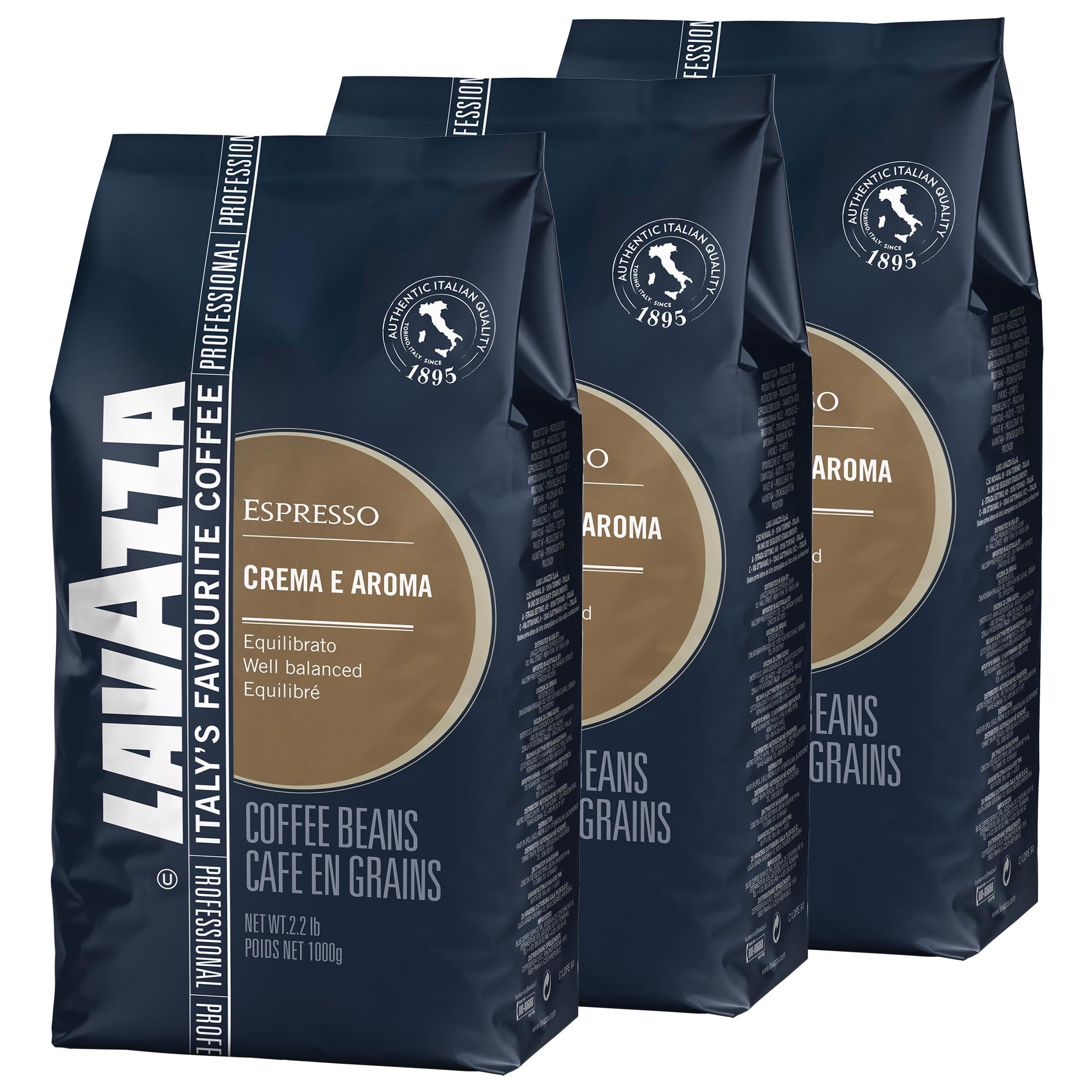 Coffee Cream E Aroma Espresso Roast Coffee, Whole Bean Coffee, Beans, 3 x 1000 g