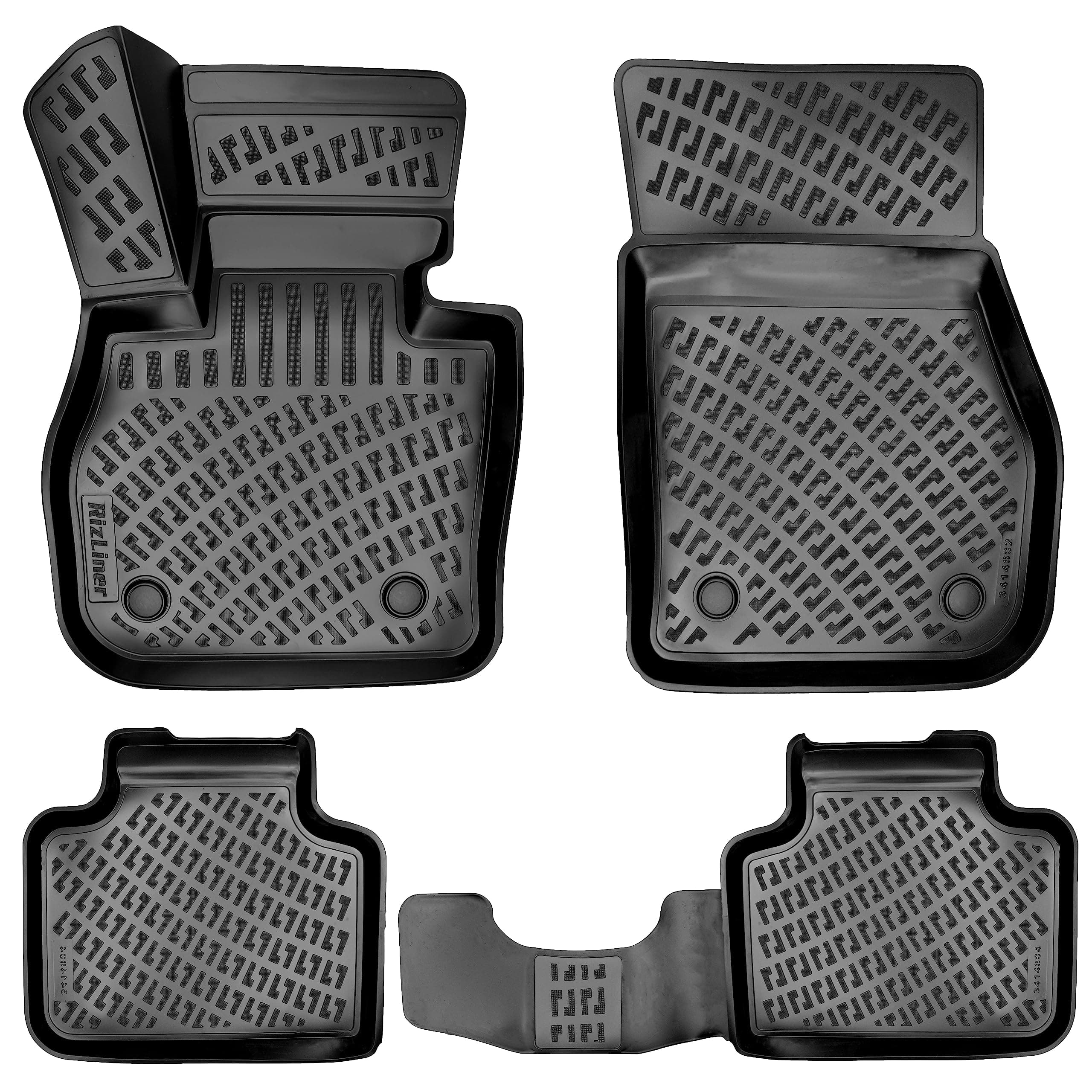 Custom Fit Floor Mats Compatible with BMW X1 2016-2022 & X2 2018-2022 3D Laser Measured 1st & 2nd Row Floor Liners All Weather Odorless Non-Slip TPE Car Mat (Front & Rear,Black)