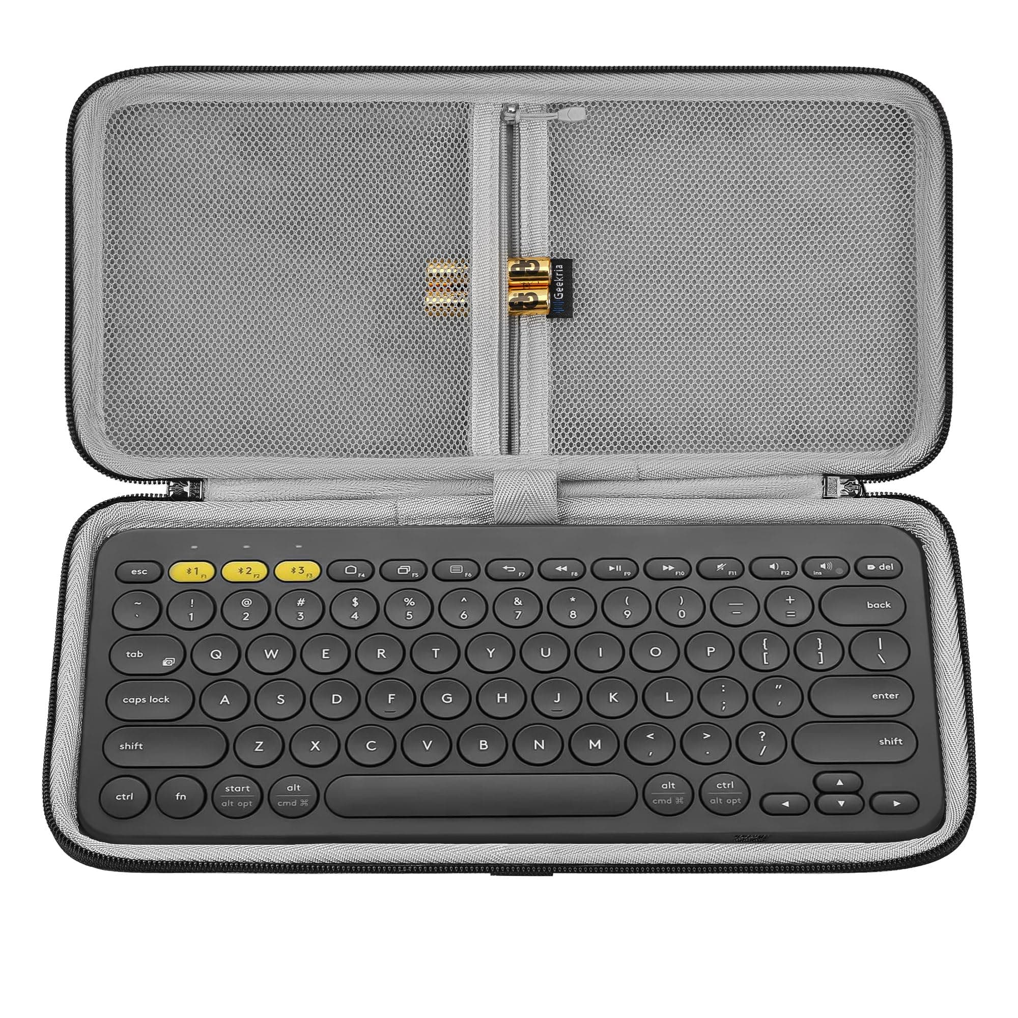 Geekria Keyboard Carrying Case, Hard Shell Protective Travel Bag for Small Compact Keyboard, Compatible with Logitech Pebble Keys 2 K380s/ K380 (Dark Gray)