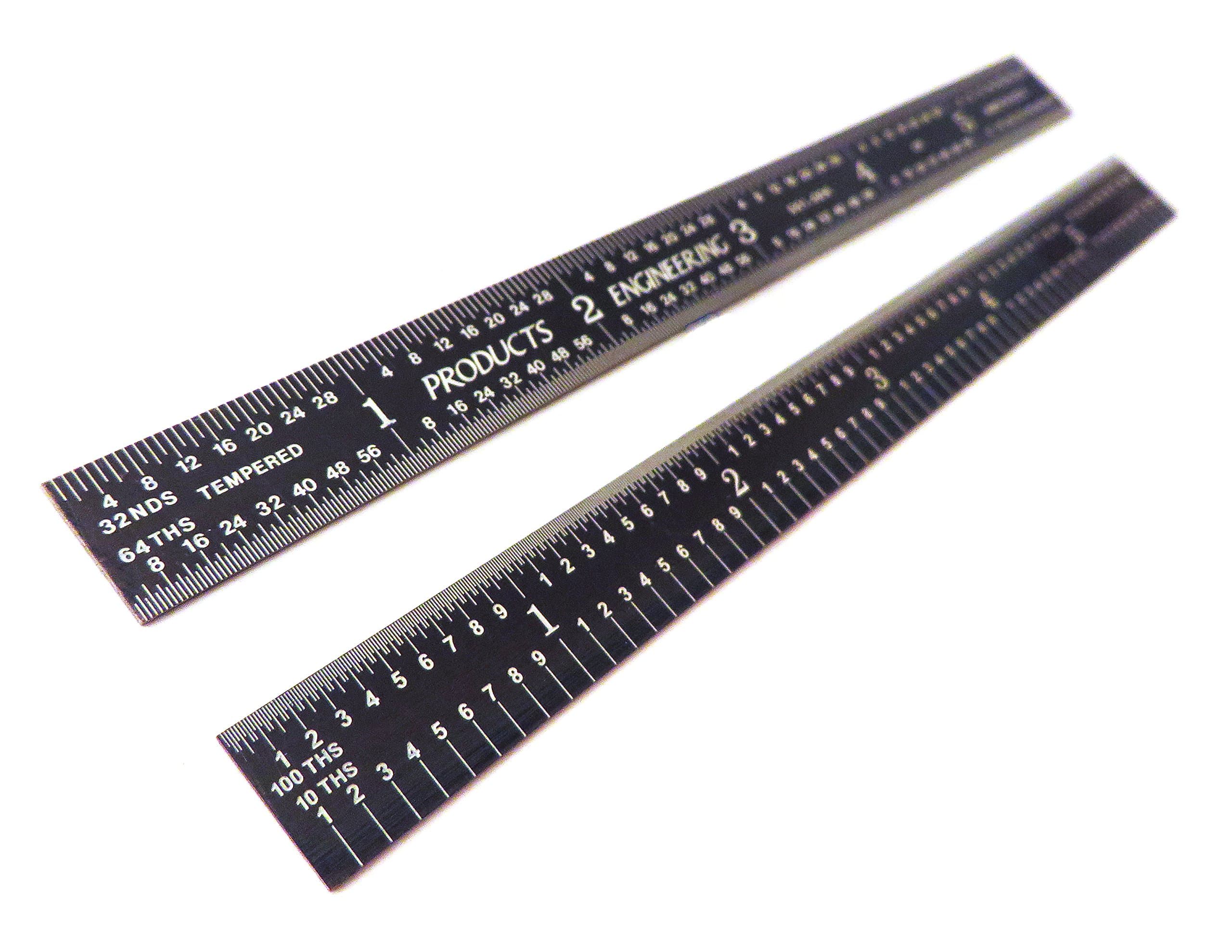 PEC Tools 24" 5R Flexible Black Chrome,"High Contrast" Machinist Ruler with Markings 1/10", 1/100", 1/32" and 1/64"