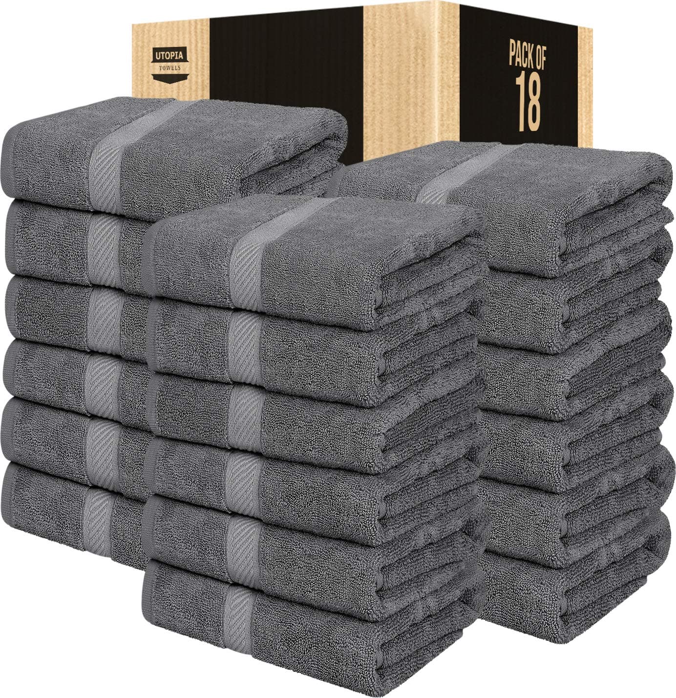 - Utopia Towels 18 Pack Bath Towel Set (24 x 48 Inches), 500 GSM 100% Ring Spun Cotton Medium Lightweight and Highly Absorbent Quick Drying, Premium Towels for Hotel, Spa and Bathroom