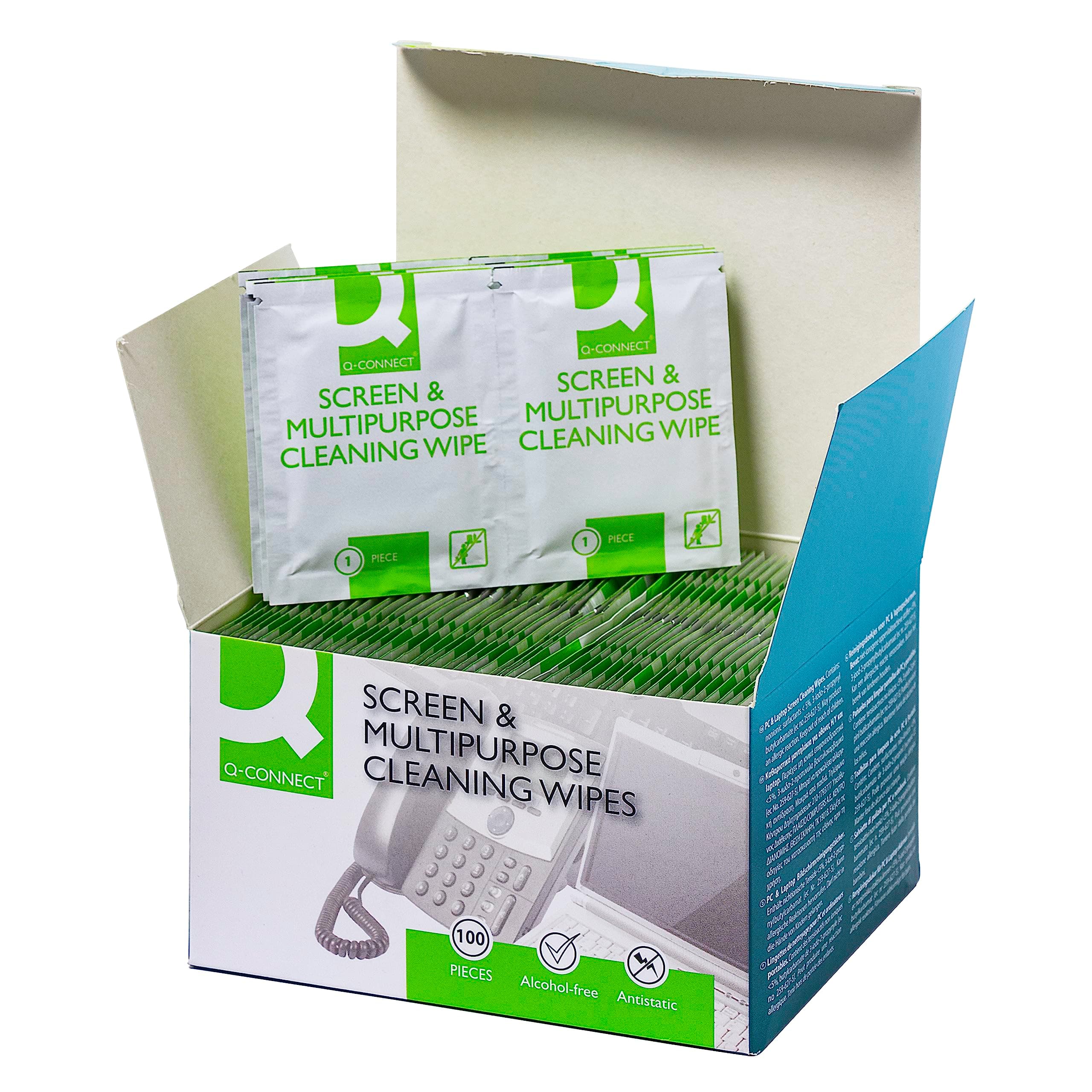 Q Connect Screen and Multi-Purpose Wipes (Pack of 100)