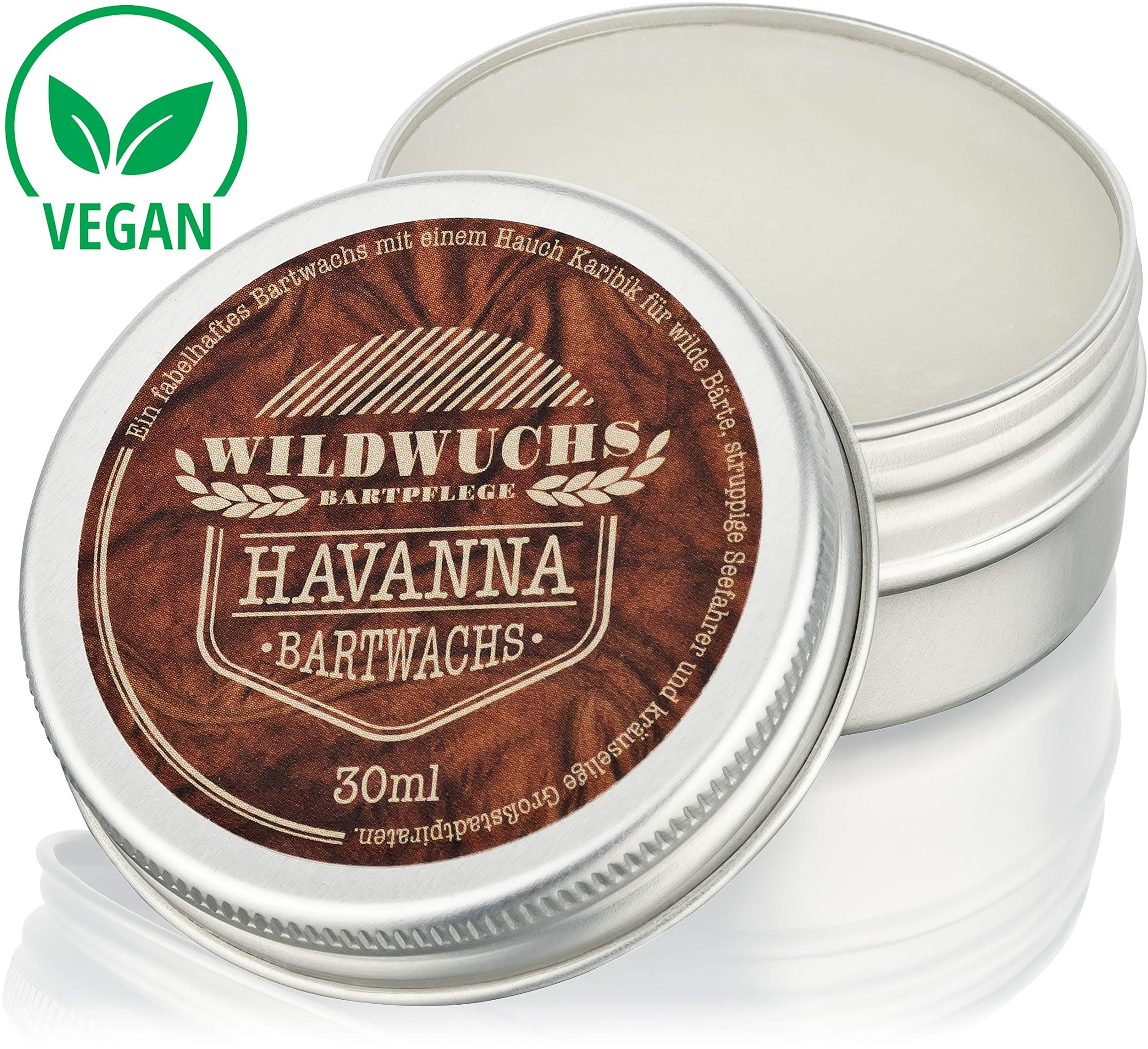 Beard wax (30 ml) for beard care, natural beard balm and pomade for strong hold with Caribbean scent by Wildwuchs Bartpflege Made in Germany