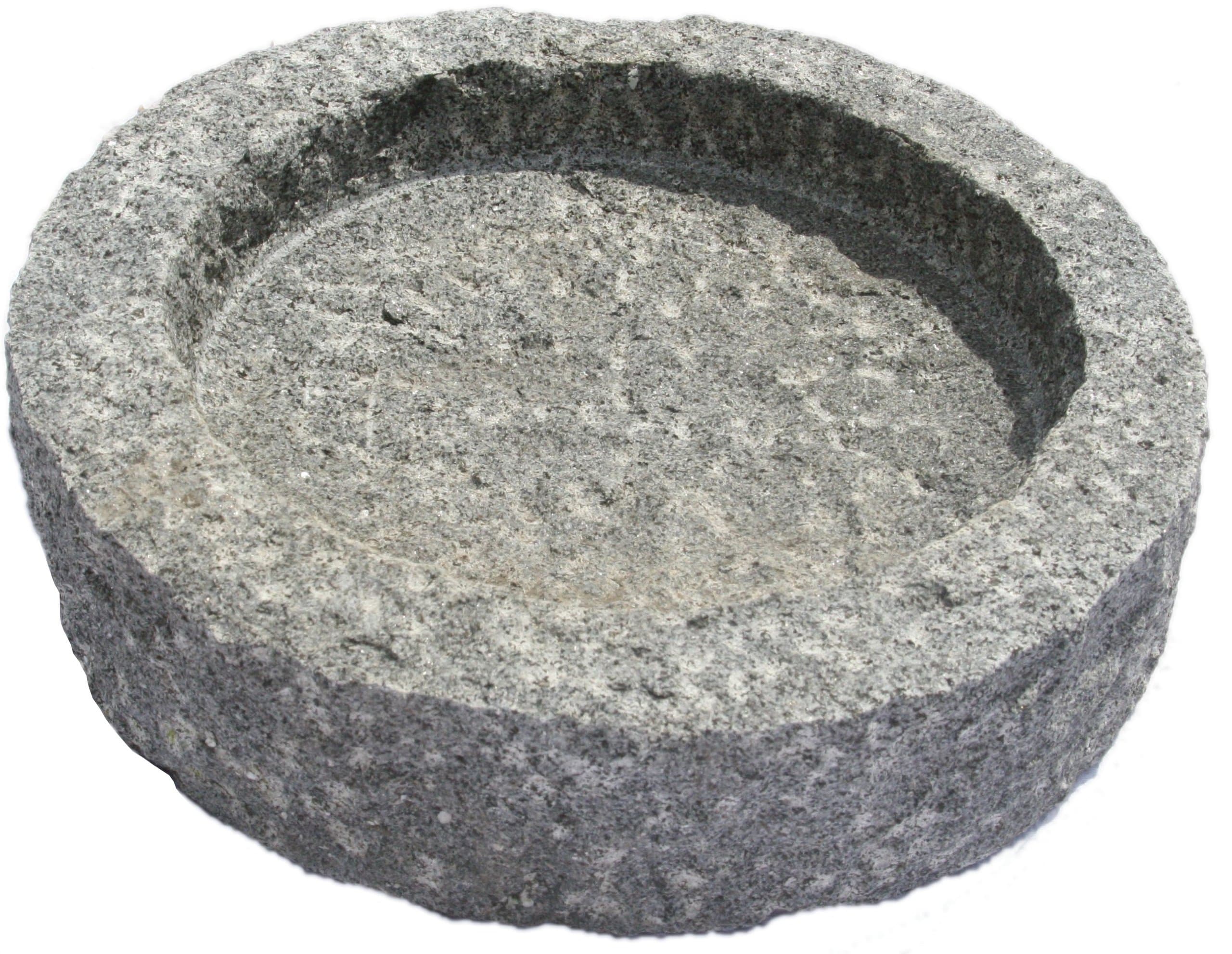 NVA Creative Garden Granite 3040035 Round Bird Bath, Grey/Black