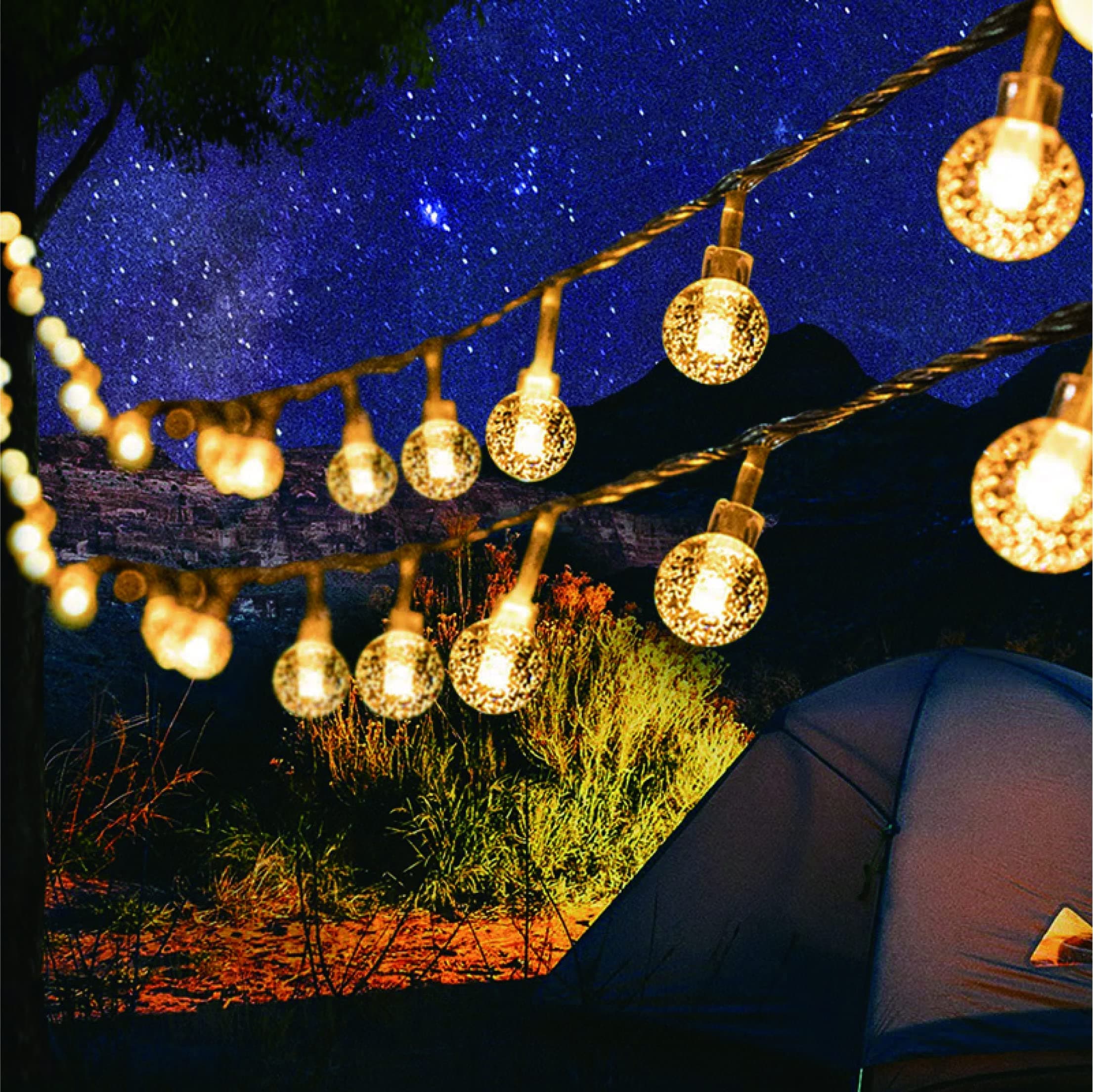 LEIORIO Outdoor Solar String Lights 7M/24Ft 50LED Solar Powered Waterproof Lights 8 Mode Indoor/Outdoor Solar String Lights for Garden,Patio Yard,Home,Parties,Wedding
