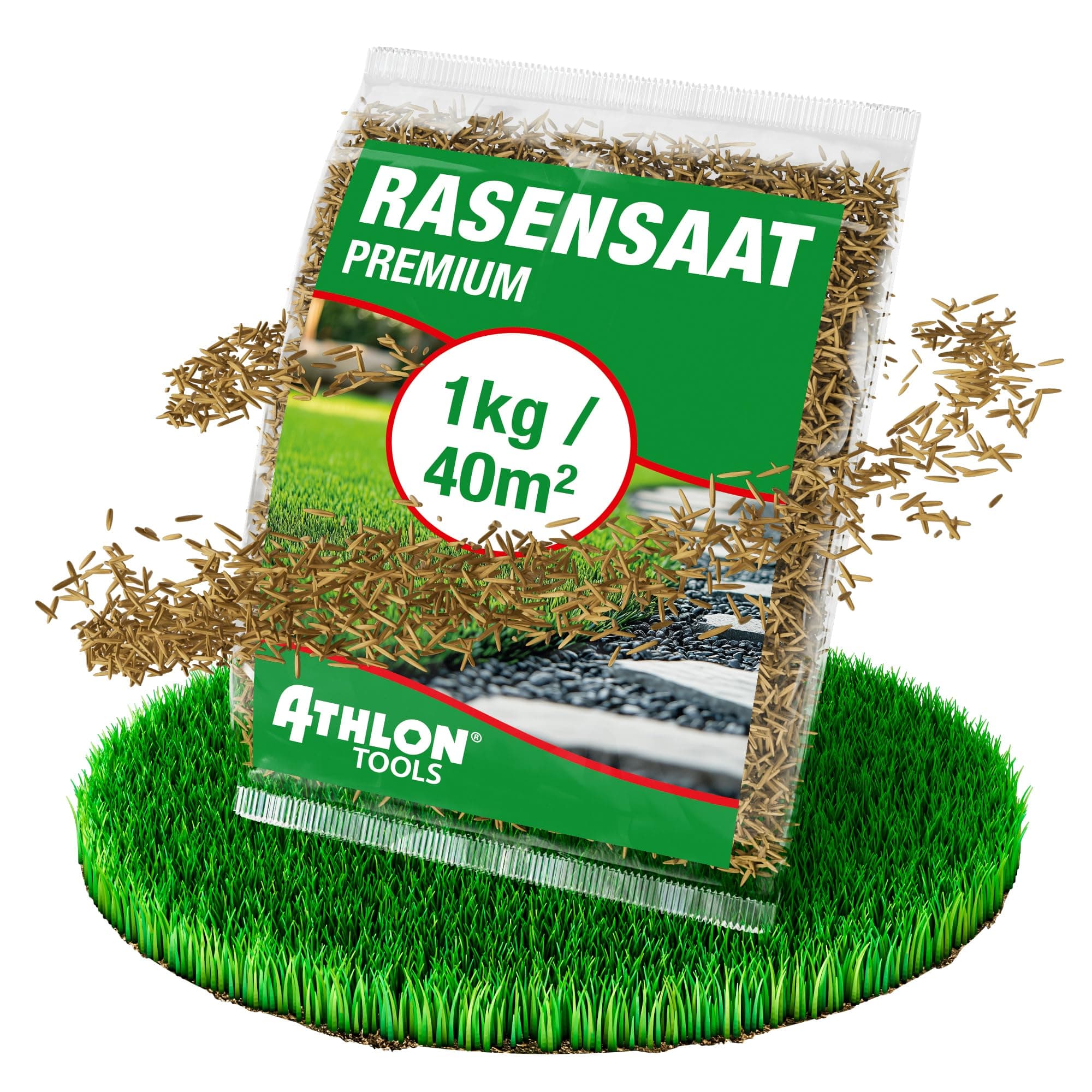 ATHLON TOOLS Dekorasen Lawn Seeds 1 kg / 40 m² Spring/Summer - Fast Germinating - Lawn Seed Reseeding Decorative Lawn Decorative Lawn Ornamental Lawn