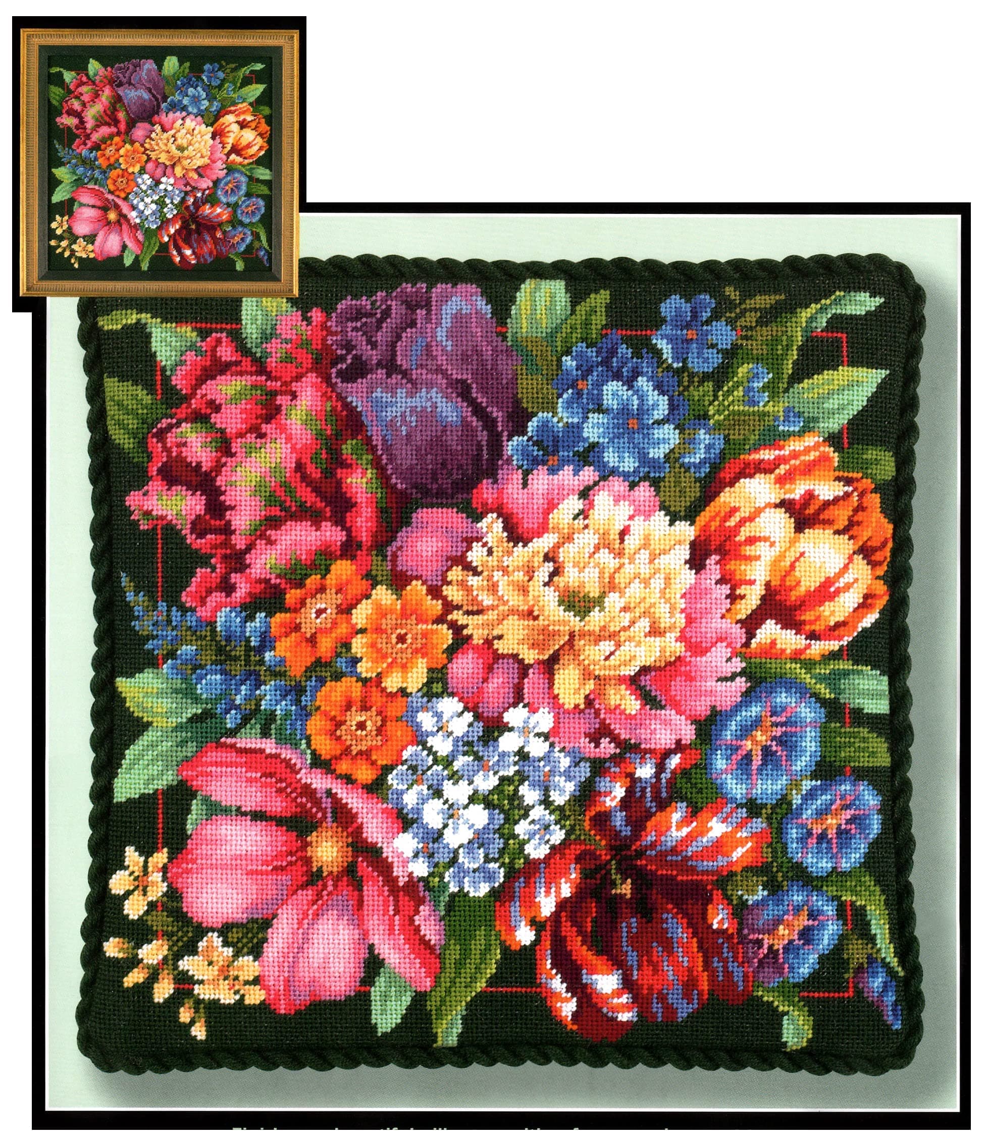 Needlepoint Kit, Floral Splendor, 14'' x 14'',Red