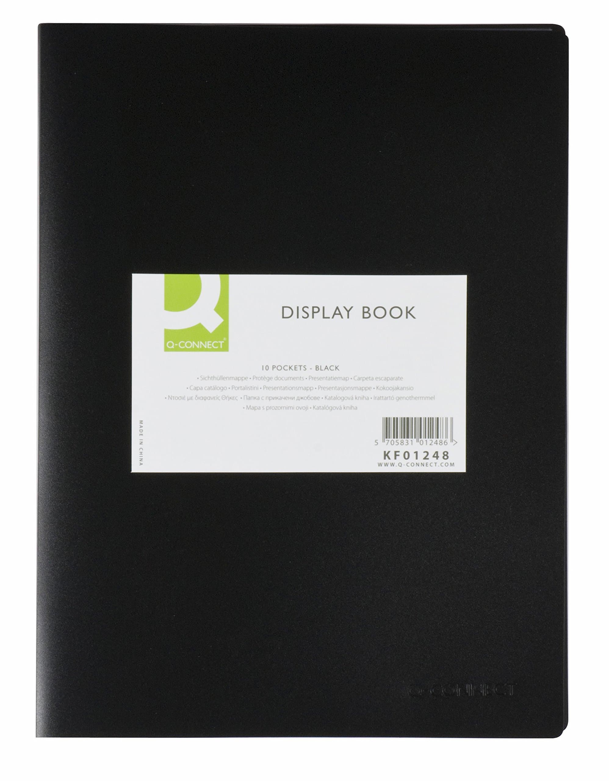 Q Connect polypropylene Display Books. Quality A4 display books ideal for everyday use and perfect for filing, display or presentations. Complete with 10 copy-safe pockets. Colour - Black.