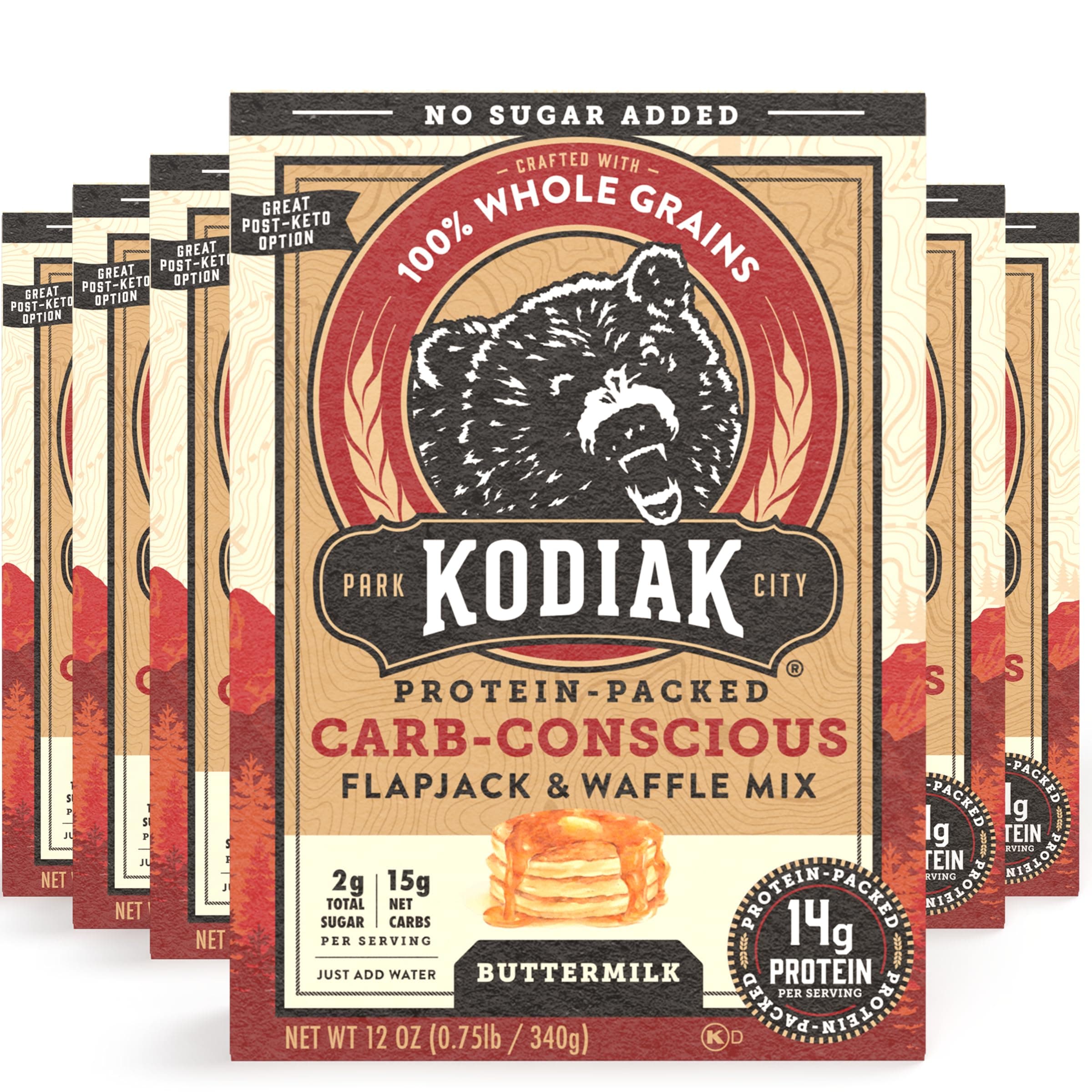 Kodiak Cakes Low Carb Pancake Mix - Protein Waffles Mix - (Pack of 6)