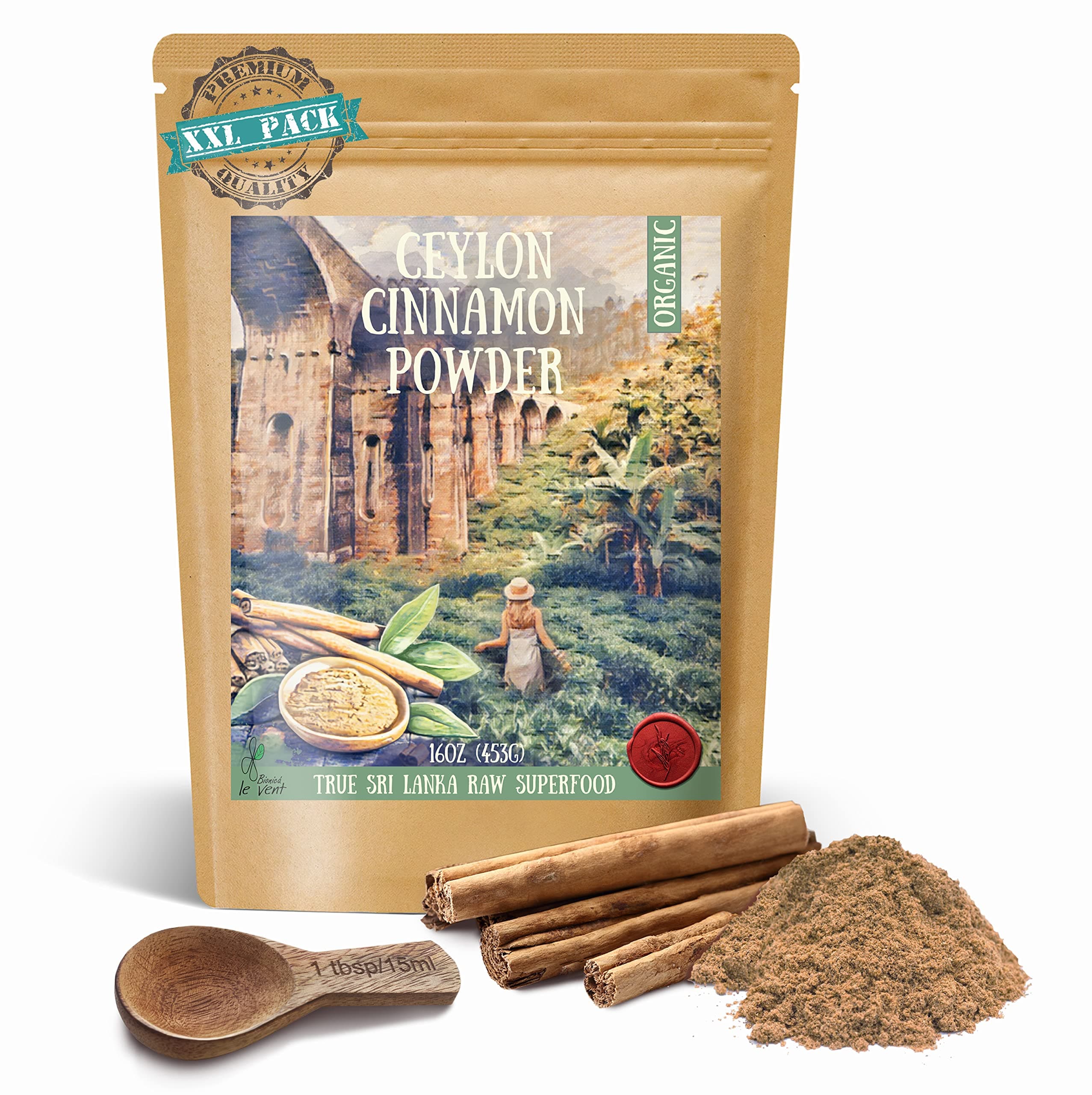 Premium Quality Ceylon Cinnamon Powder 1 lb, Certified & Authentic Sri Lankan Spice, Perfect for Baking, Cooking, and Beverages, Rich Aroma and Flavor, Packed in Resealable Bag for Freshness