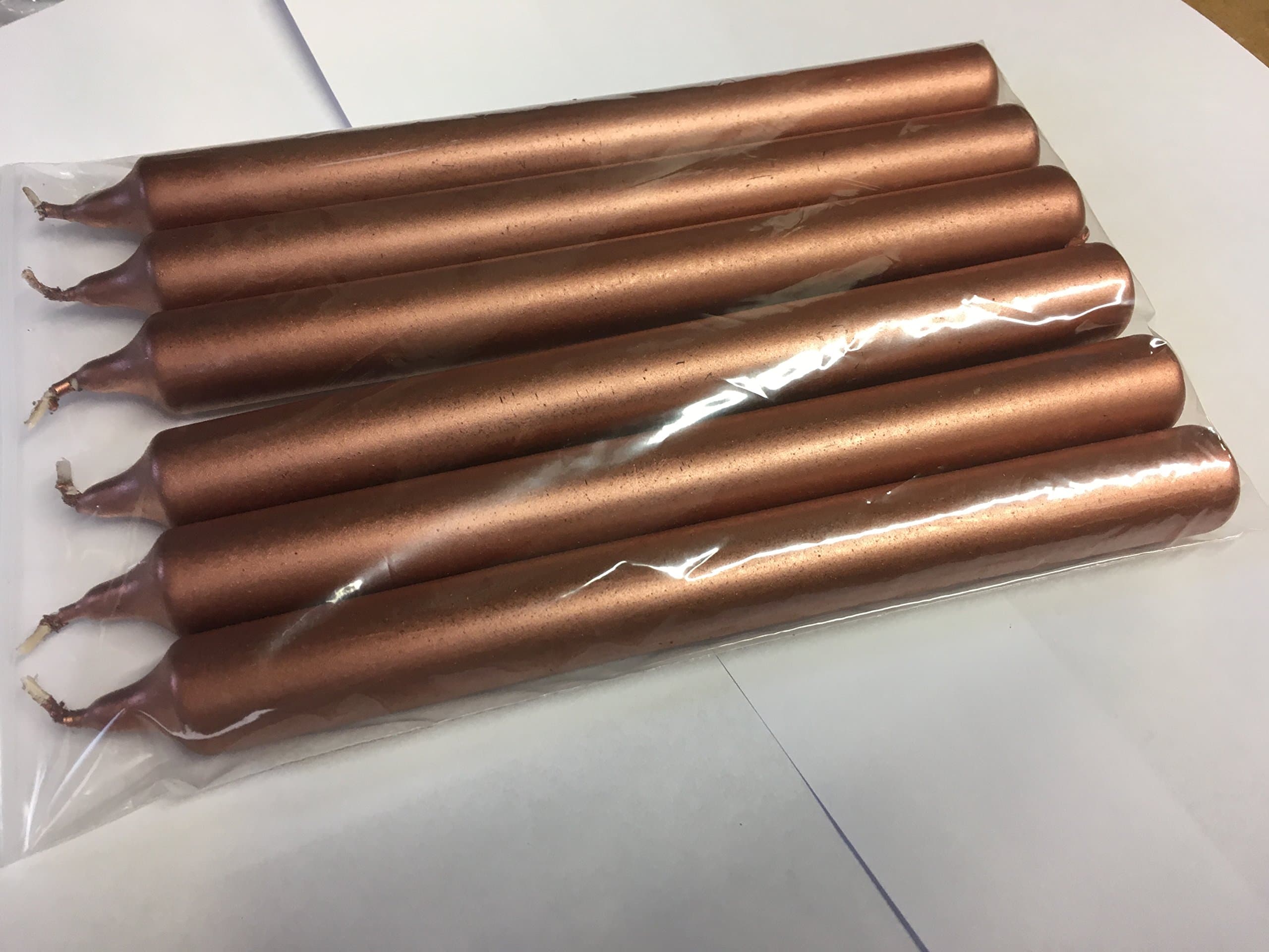 Ashleys workshop pack of 6 copper (metalic) coloured candles