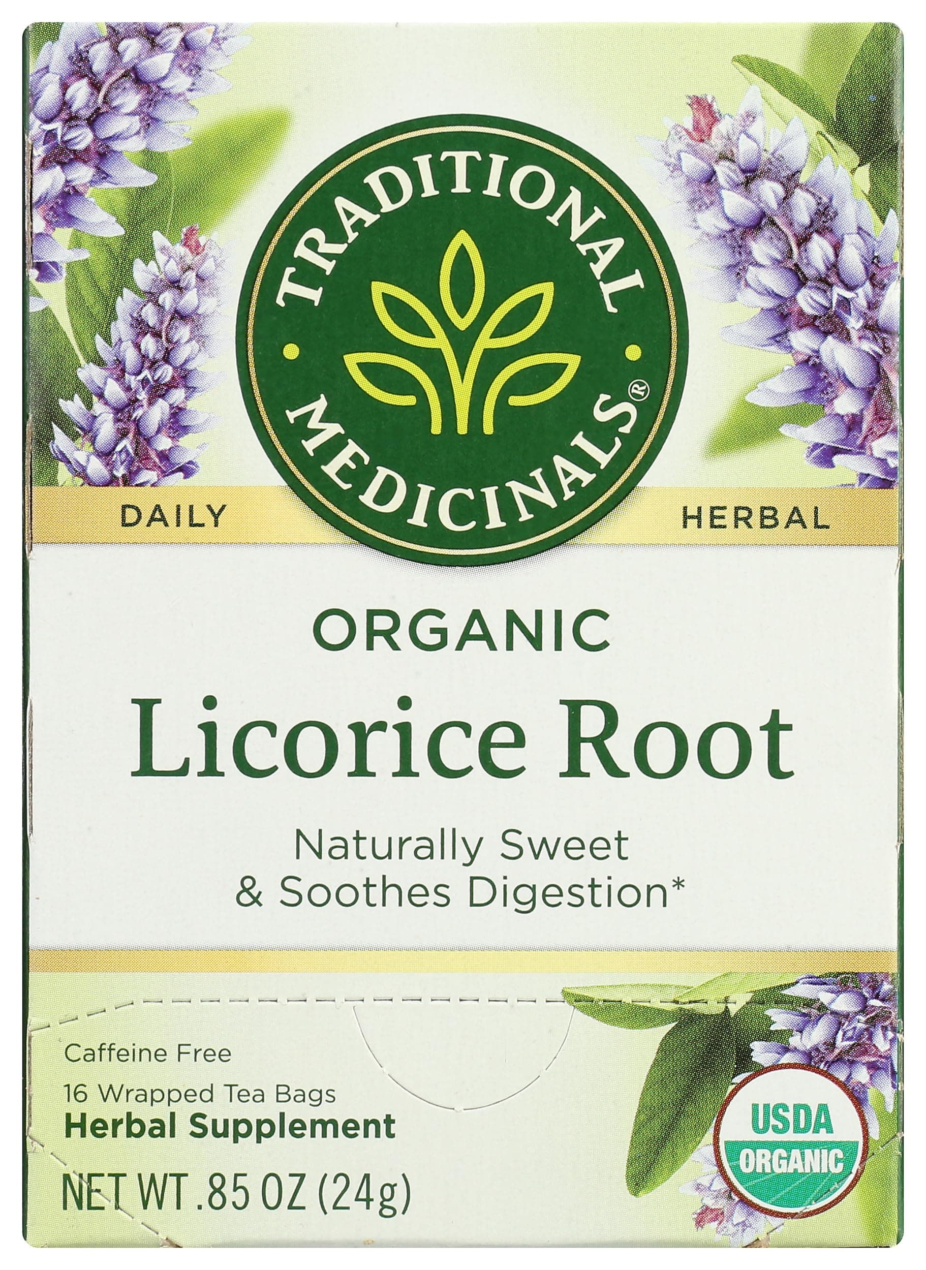 Tea, Organic Licorice Root, Soothes the Digestive Tract & Promotes Respiratory Health - Kosher, Non-GMO, Caffeine-Free - 16 Tea Bags