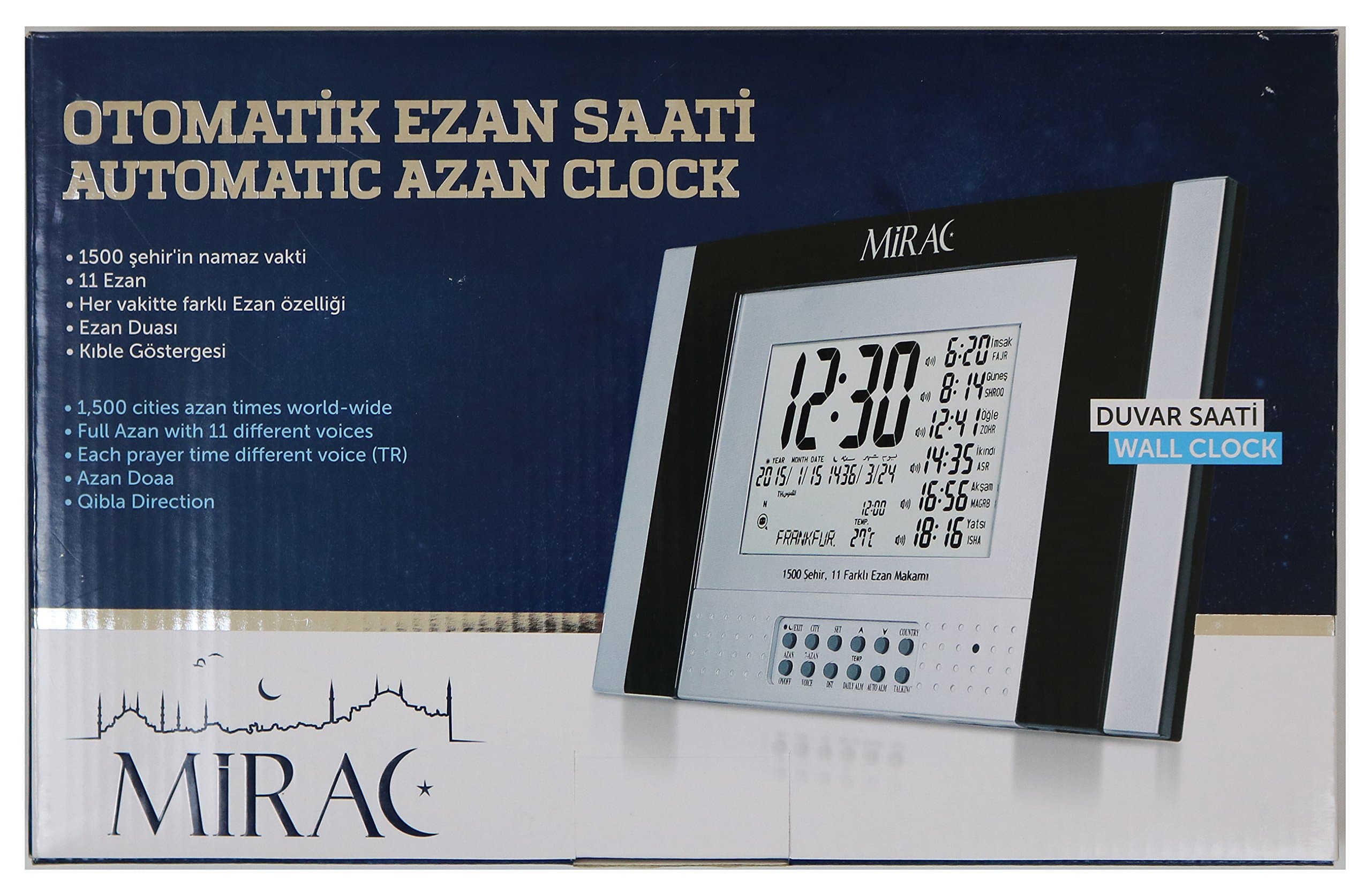 MIRAC Azan Wall Clock-Ezan Duvar Saati, 18