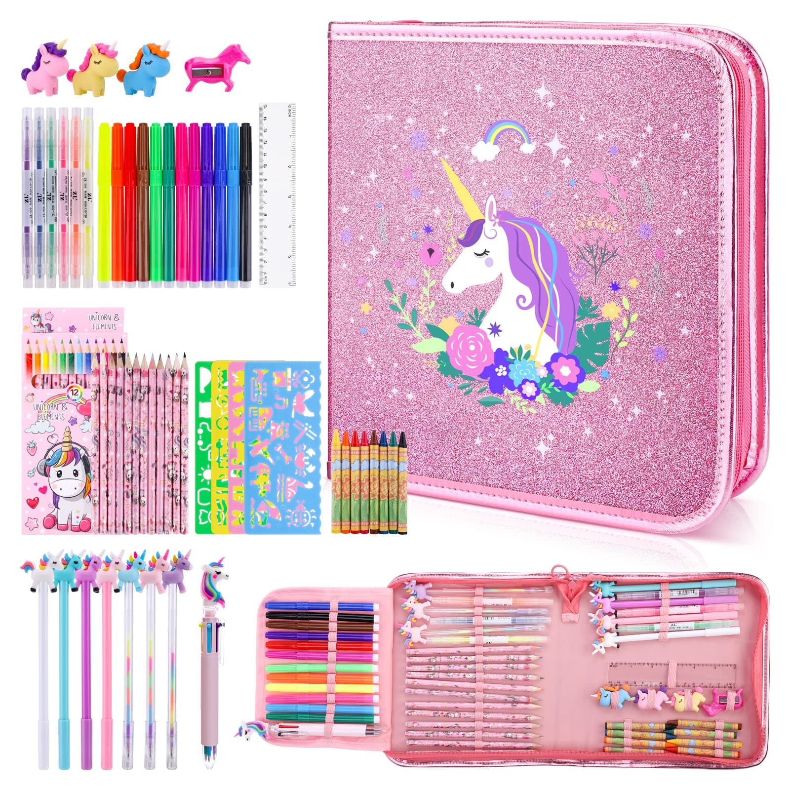 56PCS Sparkly Unicorn Kids Art Set
