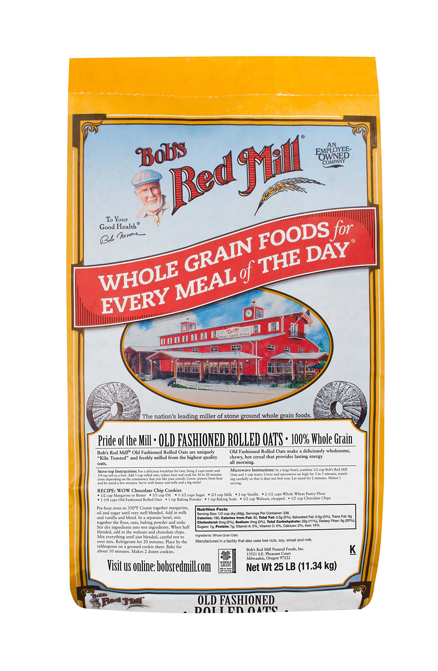 Old Fashioned Rolled Oats - 25 Pound (Pack of 1), Non GMO, Whole Grain, Vegan, Kosher