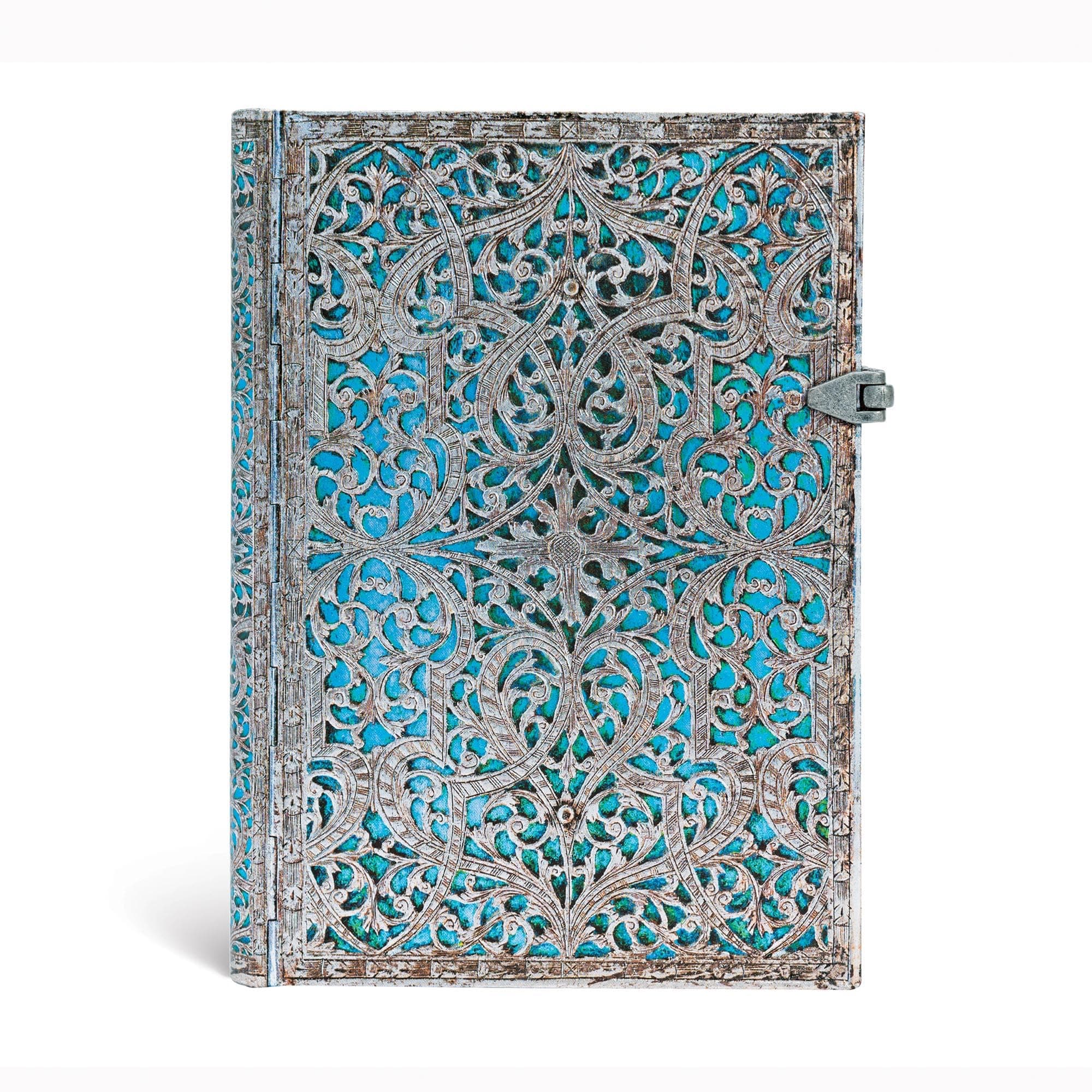 Paperblanks Maya Blue Lined Midi Journal (Silver Filigree Collection)