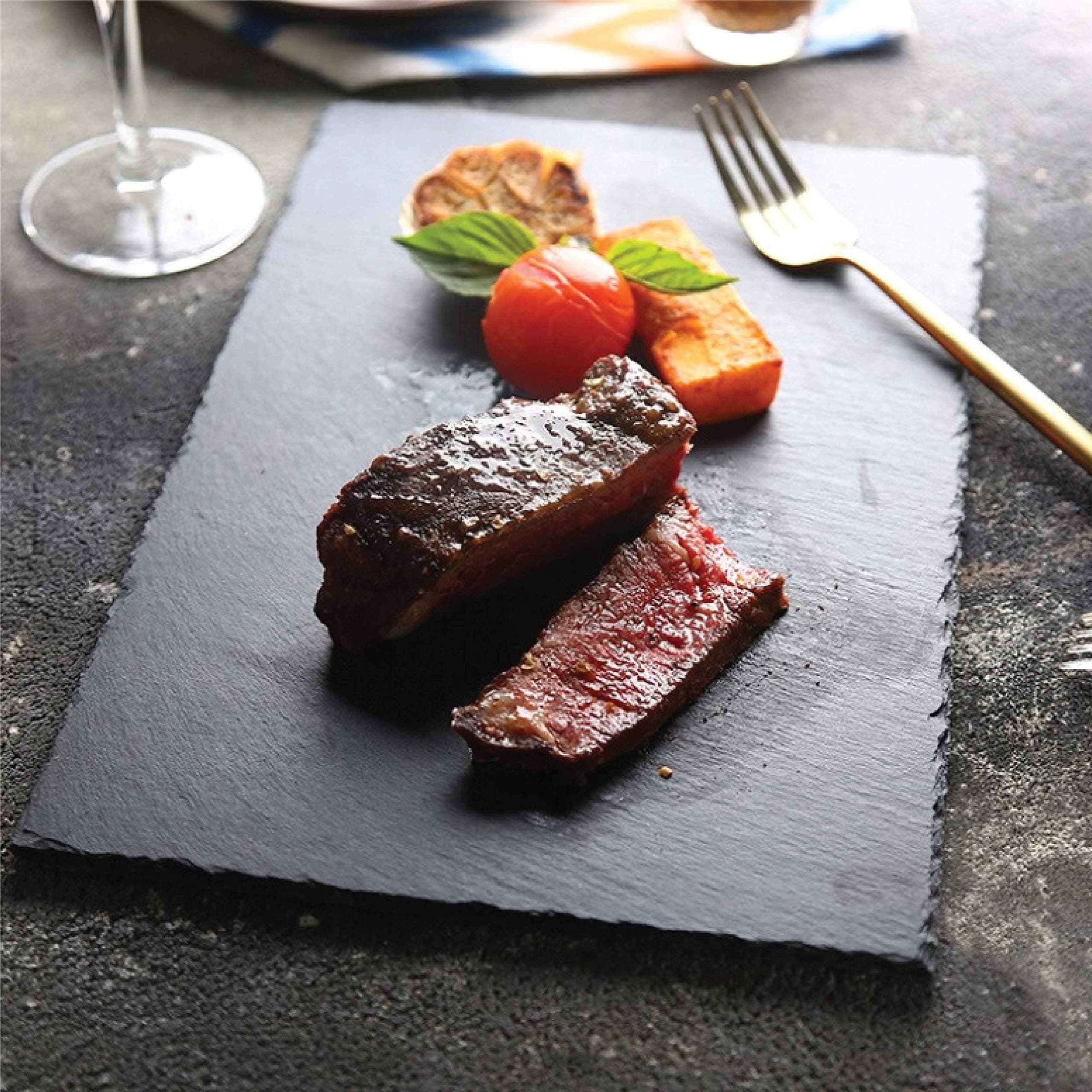 Raj Rectangle Slate Plate, 26 X 16 Cm , Silver, Sl0004 , 1 Pc