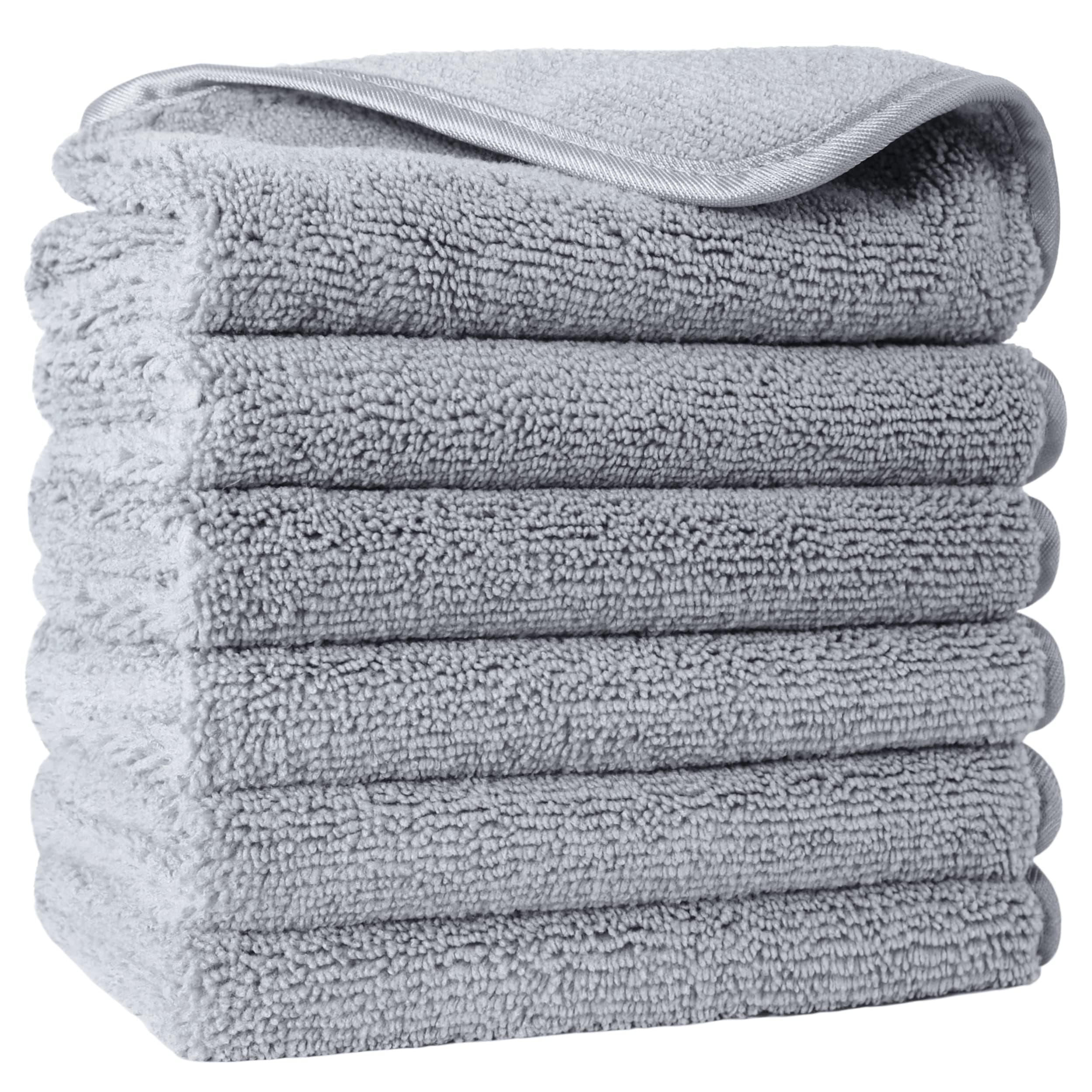 Polyte Premium Microfiber Washcloth Face Towel, 33 x 33 cm, Set of 6 (Grey)
