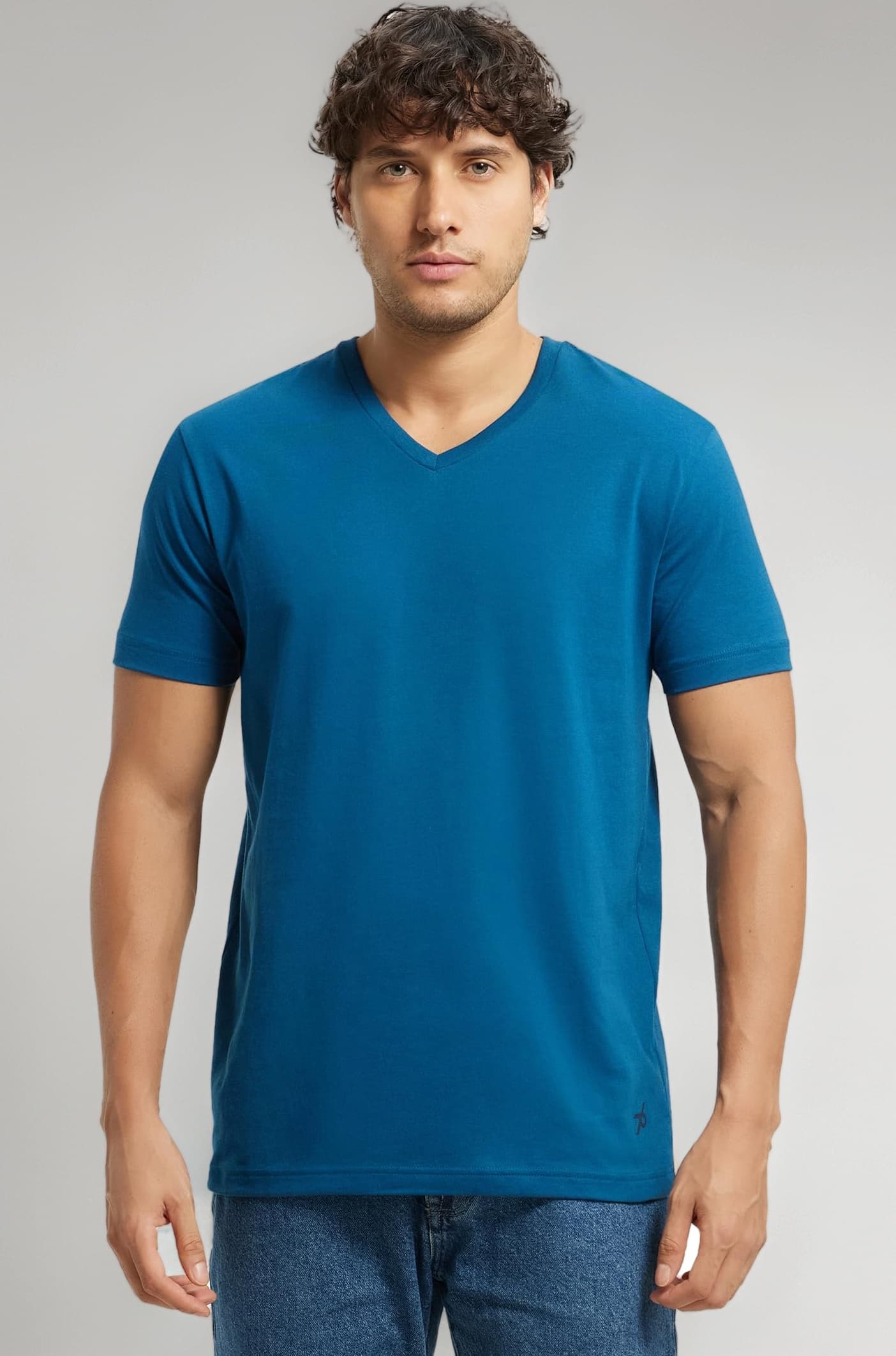 Jockey 2726 Men's Super Combed Cotton Rich Solid V Neck Half Sleeve T-Shirt