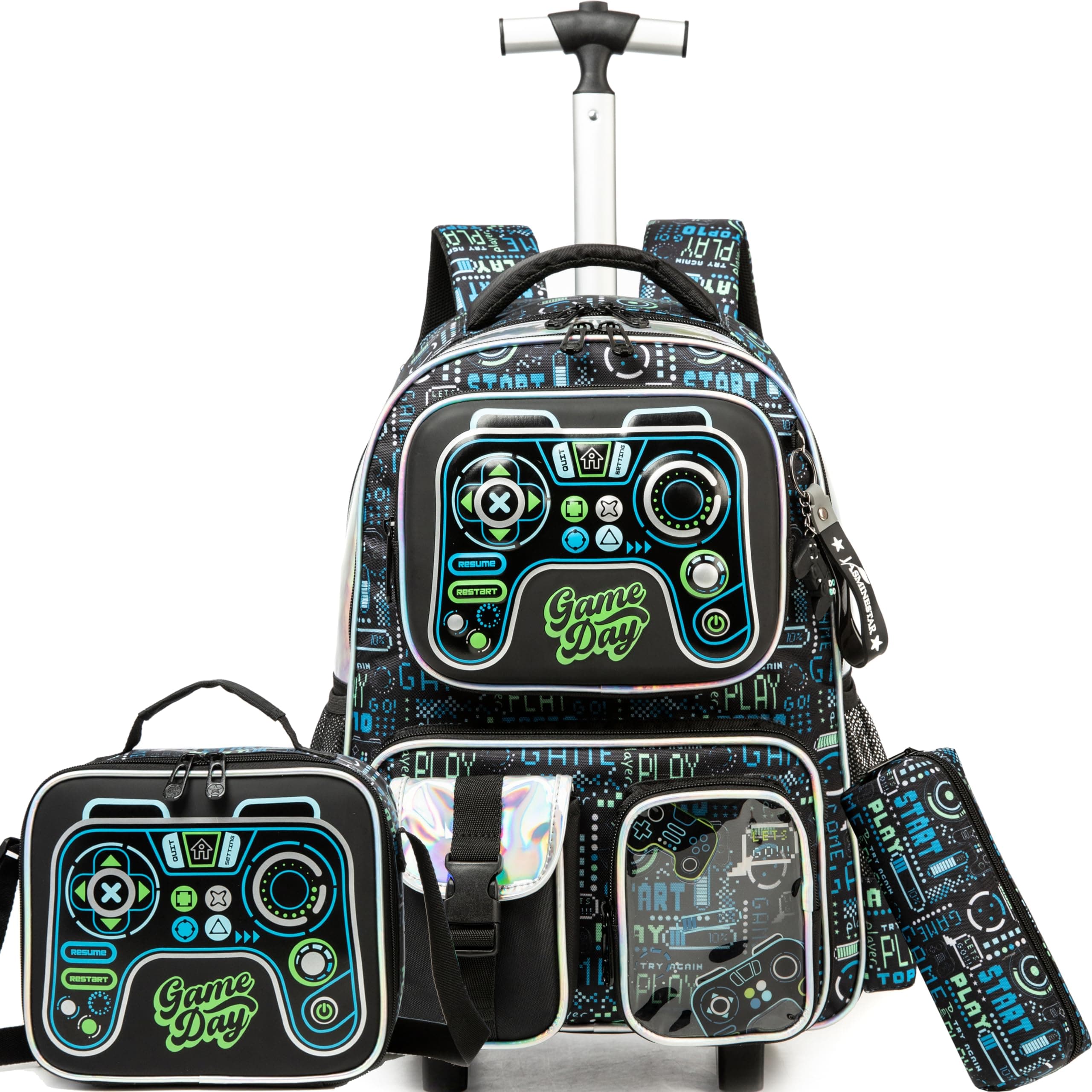 MeetbelifyRolling Backpack for Girls Backpack with Wheels Kids Sequin Luggage