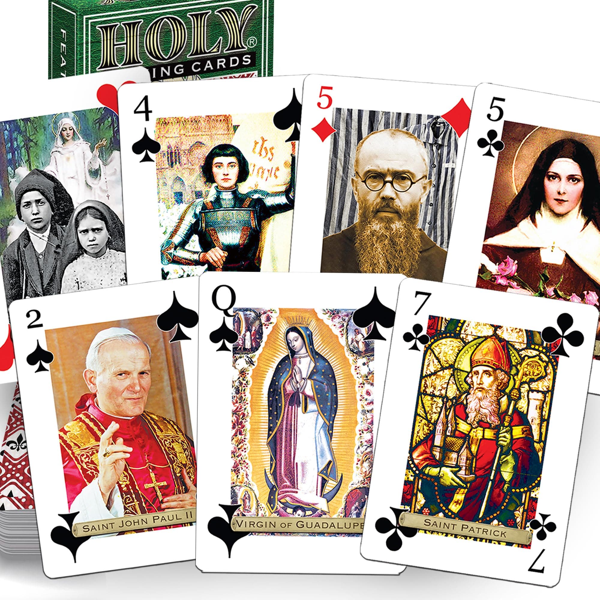 Saints Edition - Catholic Religious Poker Deck with 55 Cards, QR Saint Bios, Holy Spirit Wilds - Faith Family Game & Gift