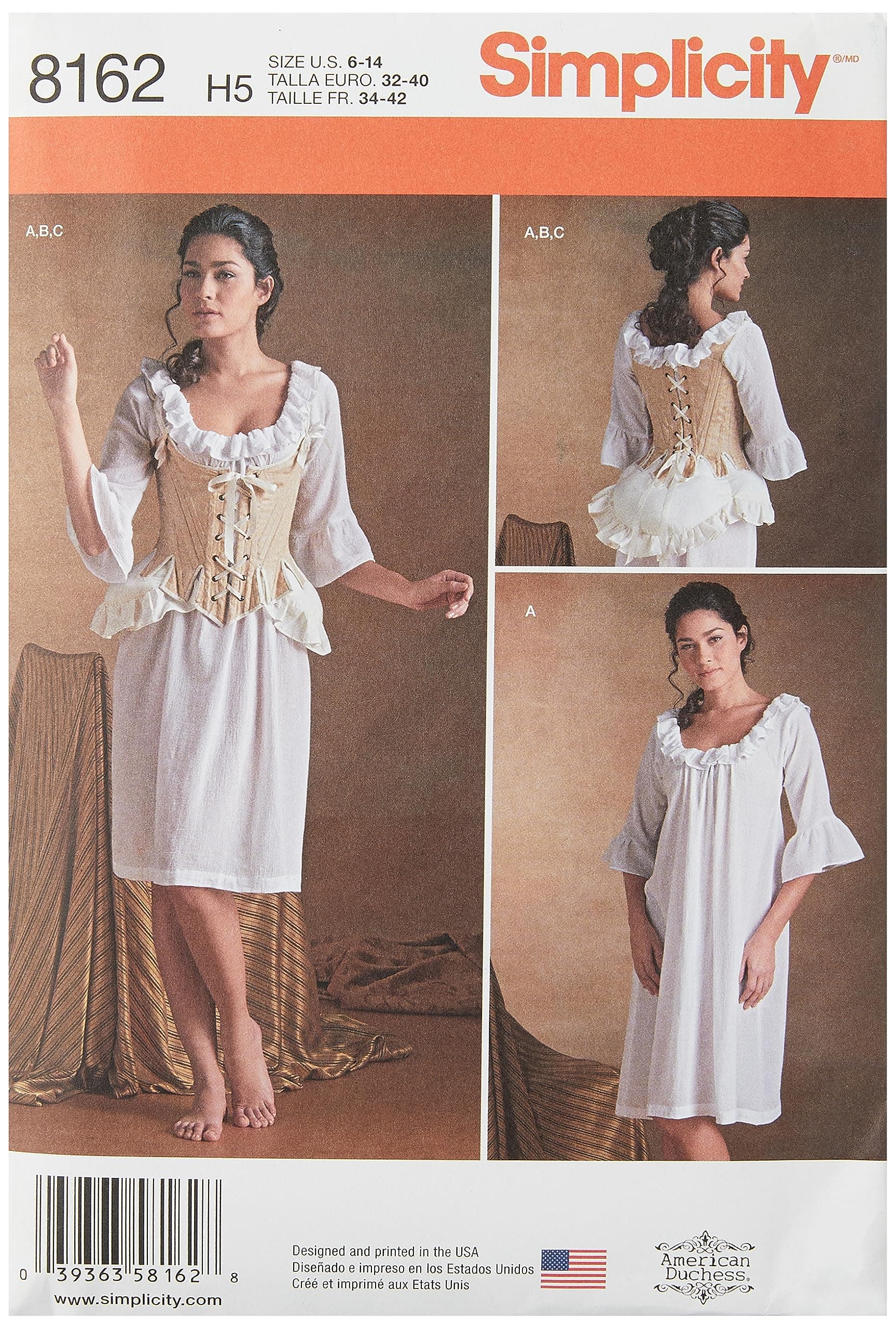 SimplicitySimplicity Pattern 8162 Misses' 18th Century Undergarments, Paper, White, Carpet Uni Terracotta Size: 160x230cm