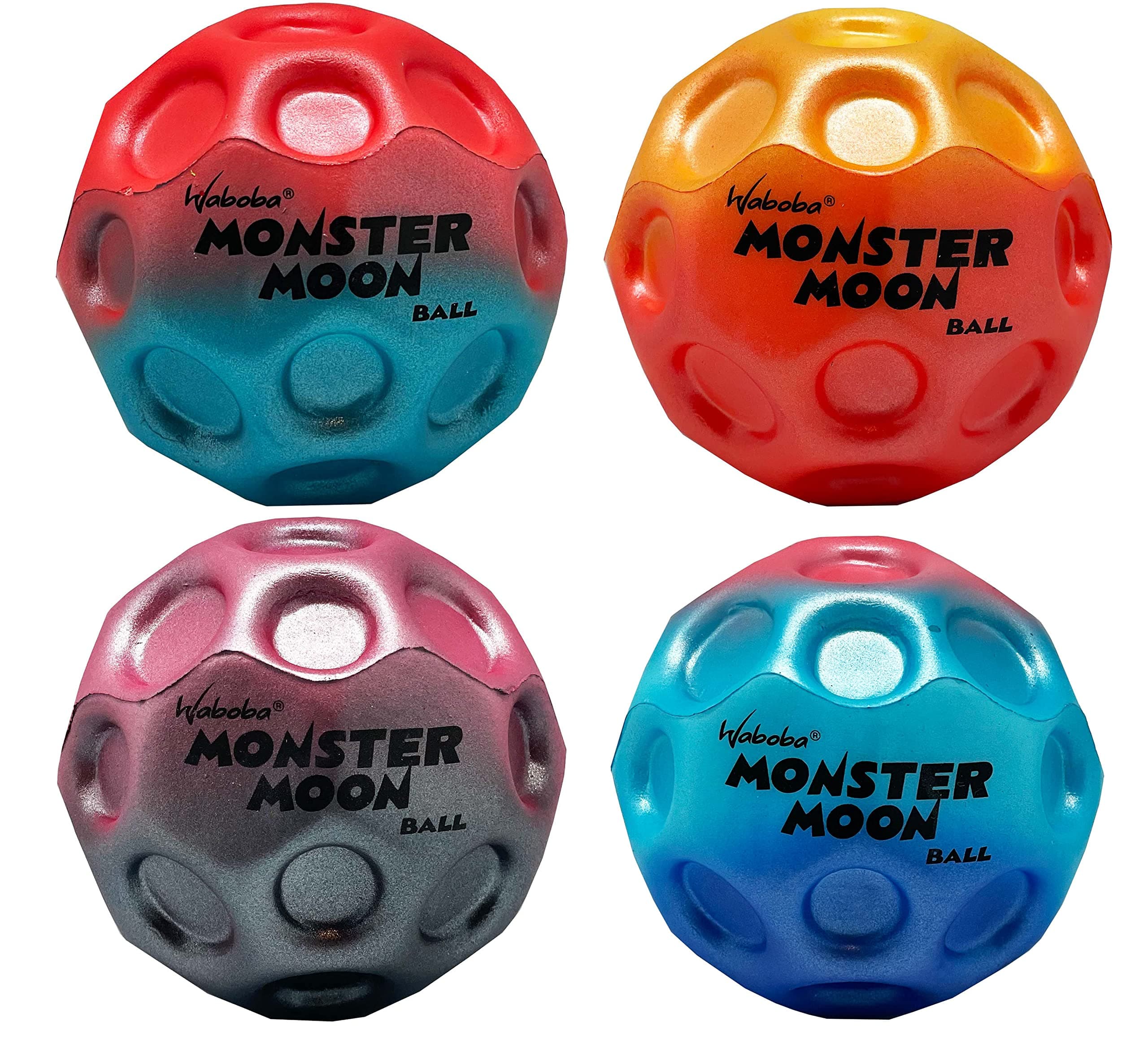 Waboba Monster Moon Ball - The New Larger Super Bouncing Ball - 4 Pack (Assorted Colors)