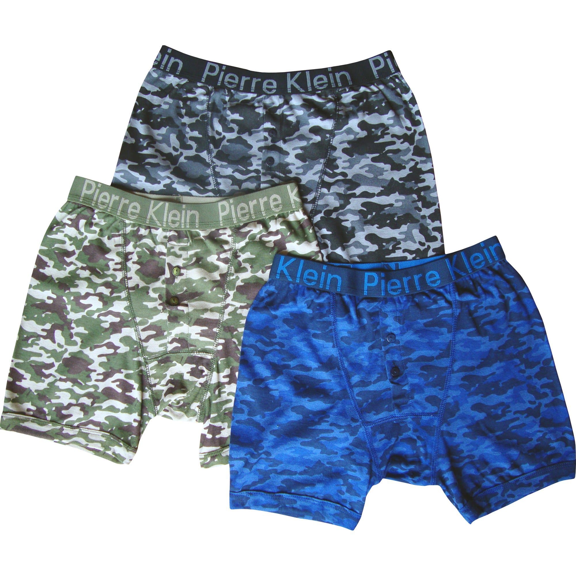 Pierre Klein Men's Fitted Soft Elasticated Camouflage Boxer Shorts (3 Pair Multi Pack)