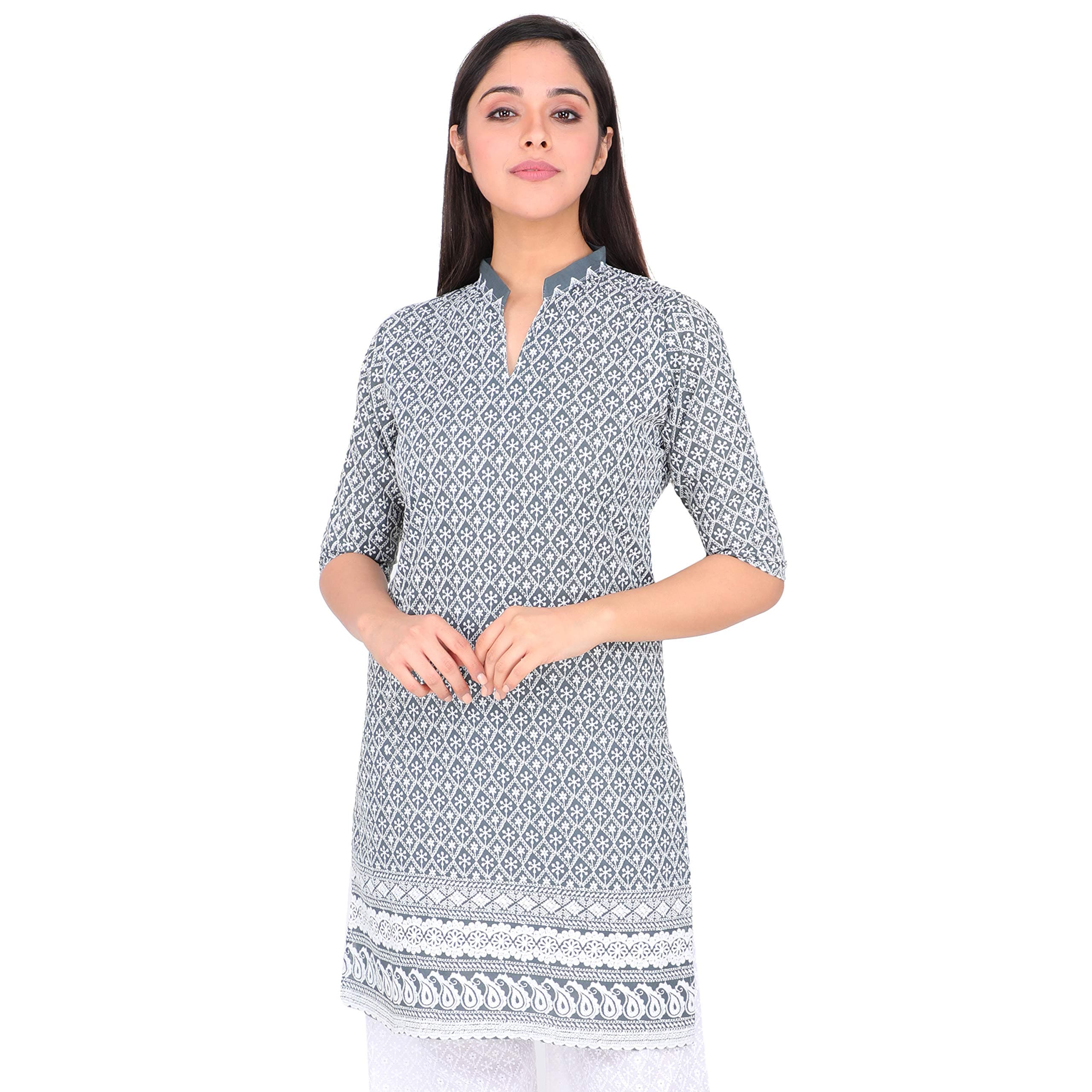 Haniya Women's Chikankari Polycotton Embroidered Kurta