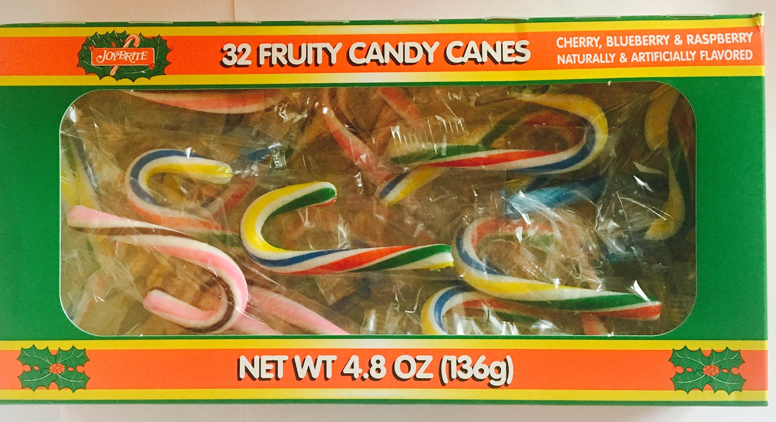 Joy-Brite 32 Mini Fruity Candy Canes 4.8 Oz Box