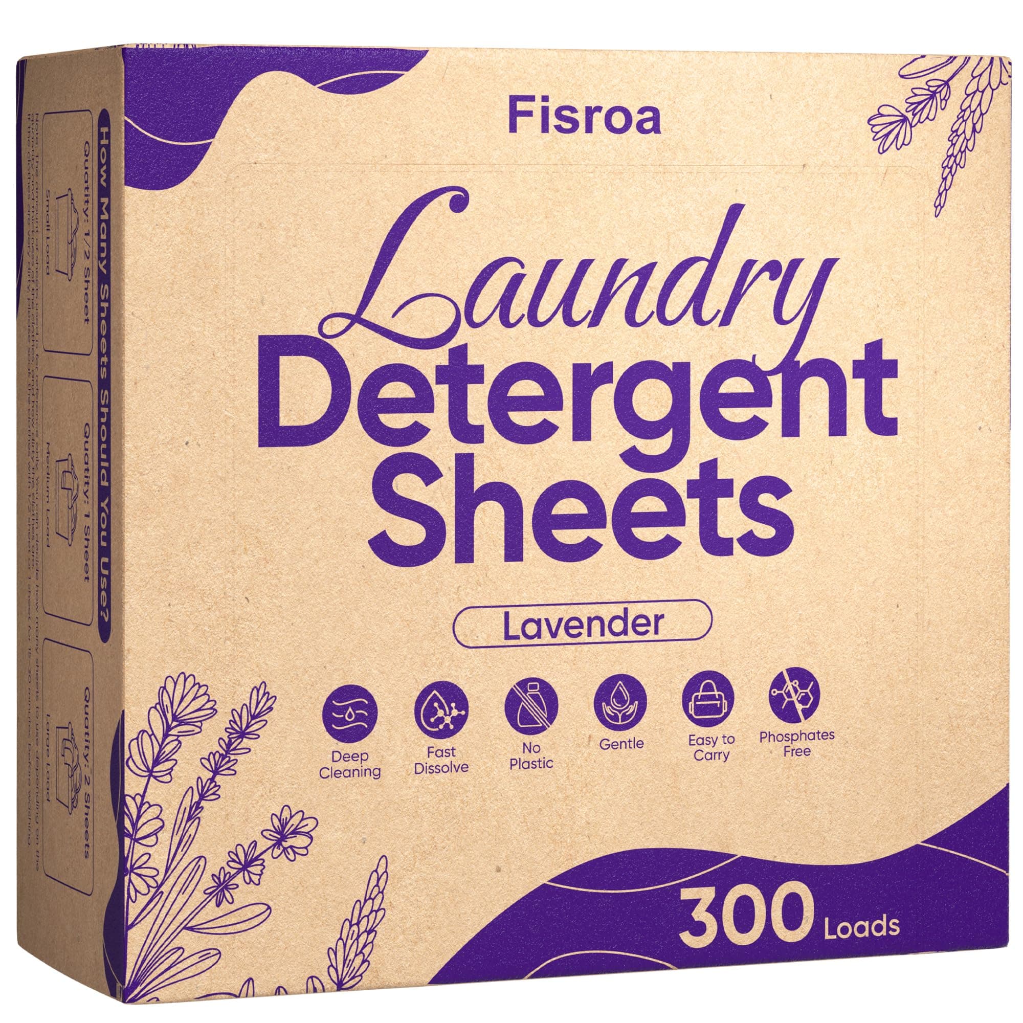Lavender Laundry Detergent Sheets Eco-friendly Travel 300 Loads Clothes Washing Detergent Sheets Plastic-Free Washer Sheets, Liquidless Laundry Sheets Strips Tablet