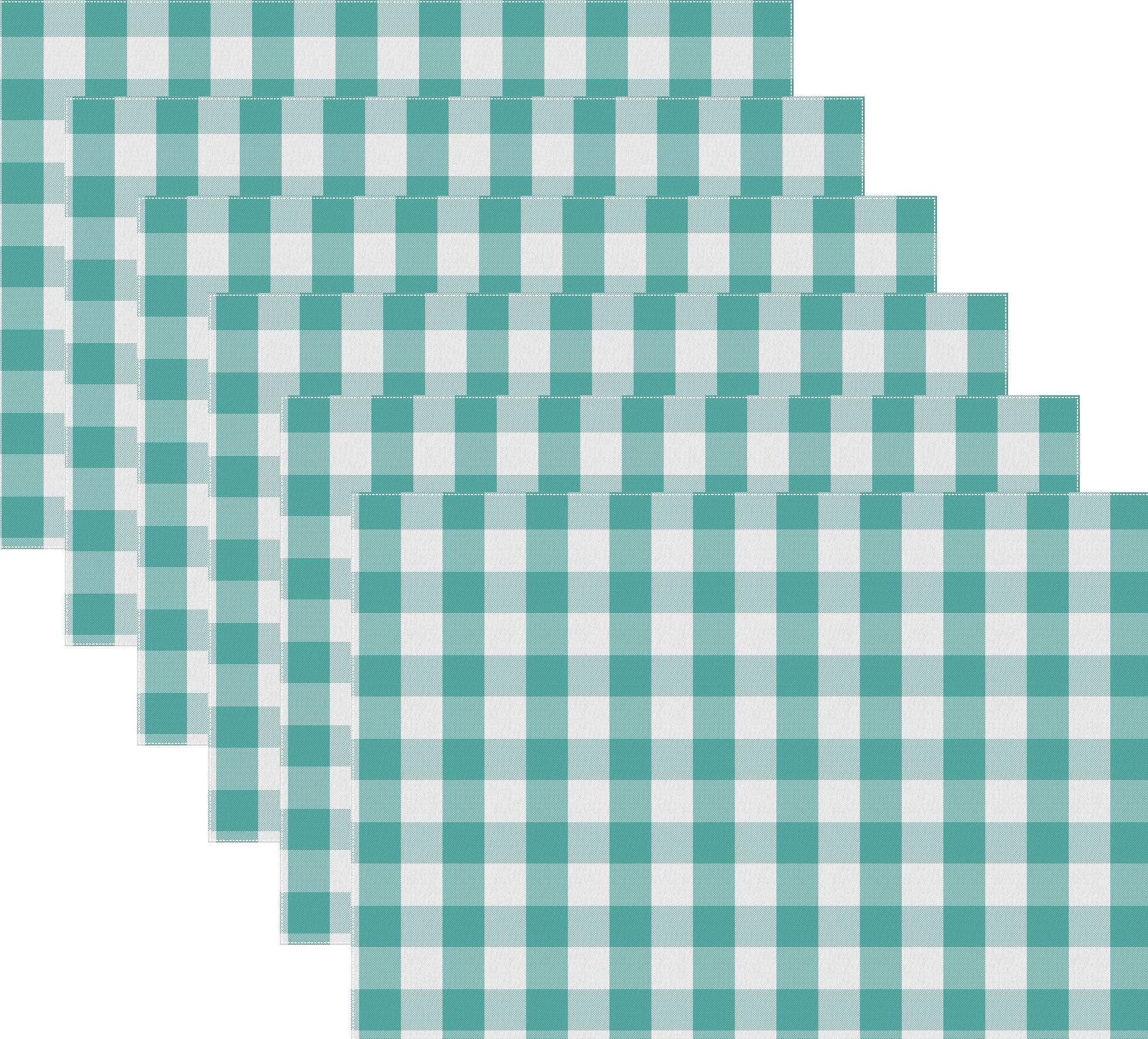 Urban VillaPlacemats for Dining Table 100% Cotton Placemats 14''x20'' Over Sized Tablemats Set of 6 Placemats Aqua/White Color Buffalo Check Tablemats for Family Dinners Wedding PartiesPlacemats