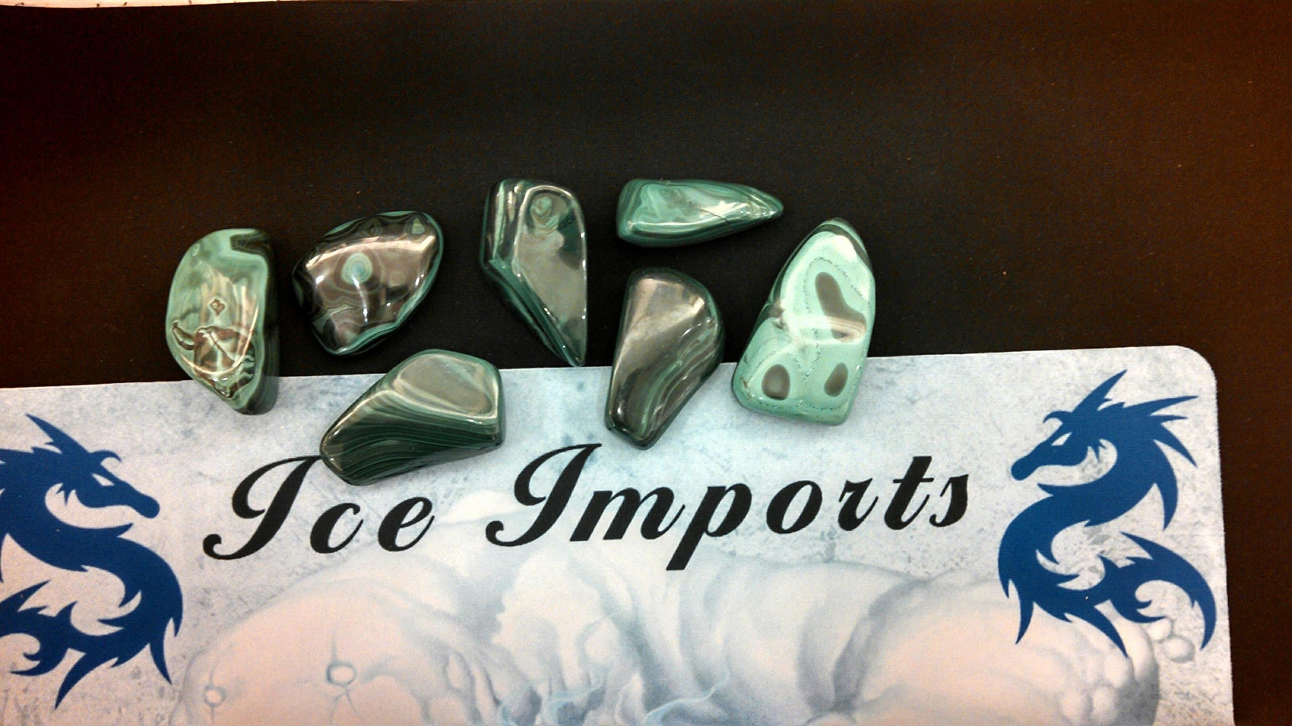 Ice Imports Gems 7 Large Tumbled Malachite