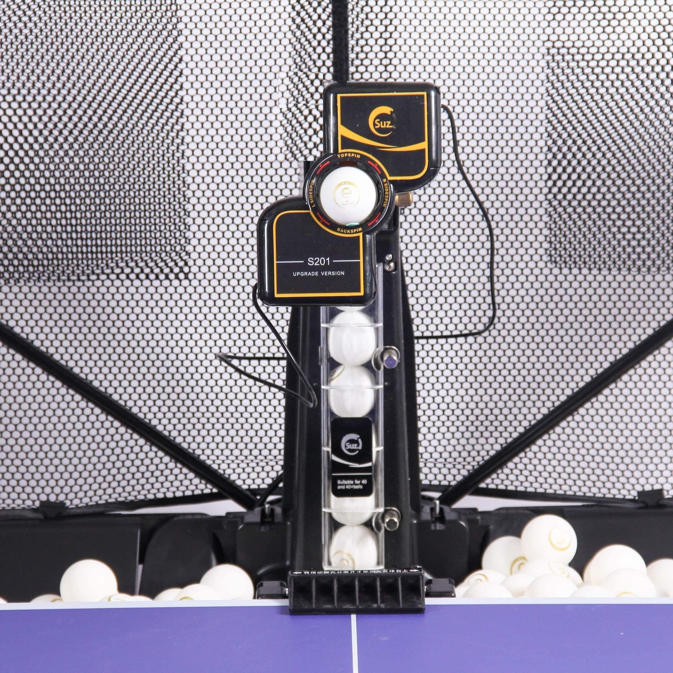 Suz Table Tennis Robot with Net - Automatic Ping Pong Ball Machine S201 for Training with 40mm Balls