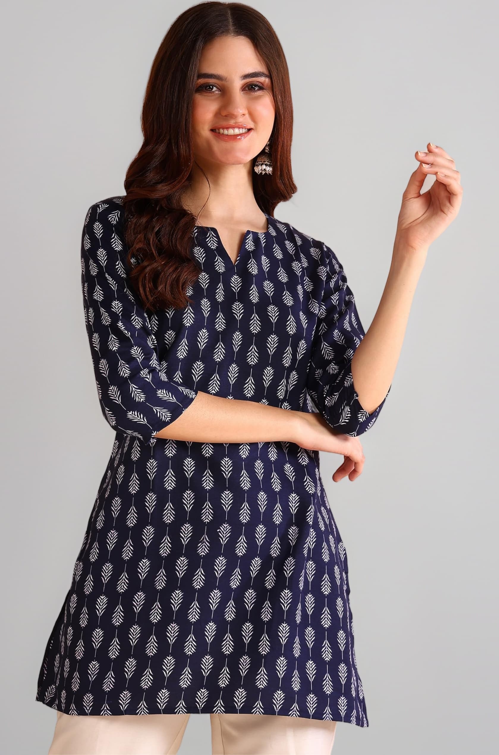 DSK Studio Women's Short Kurti in Black Rayon Cotton Blend | Ladies Ethnic Tunic | Office