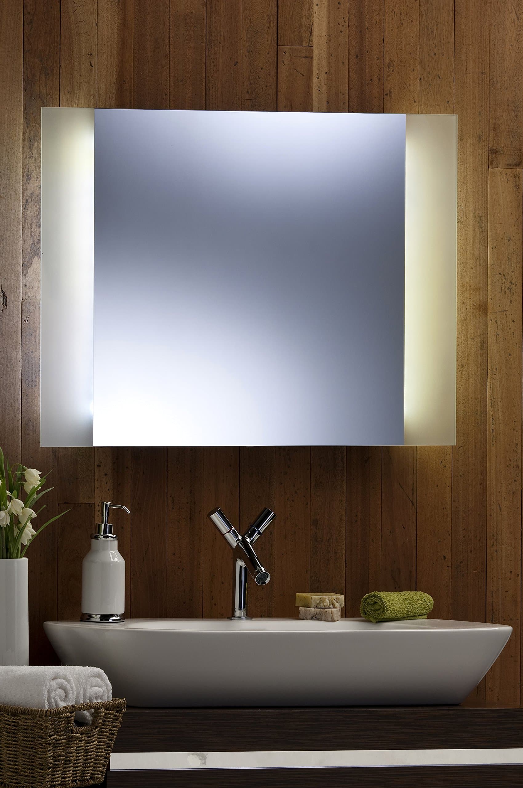 Neue Design Mood Bathroom Mirror LED Ambient White Surround Light - Rectangular Fully Certified to British Standards 60cm(H) x 80cm(W) with LED lights 11del