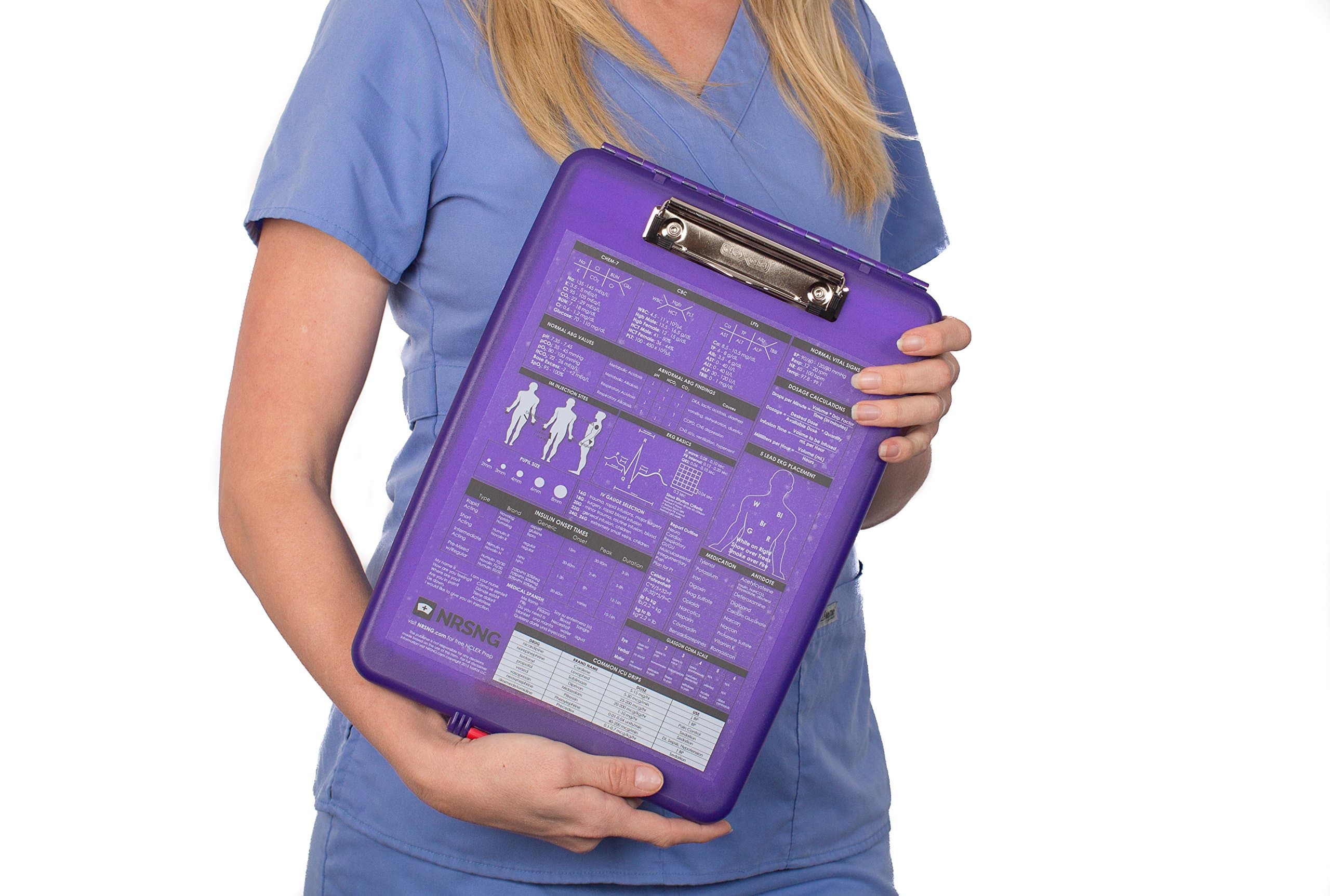 Nursing Clipboard with Storage and Quick Medical References Created by NRSNG for Student Nurses and Nurses (Purple)