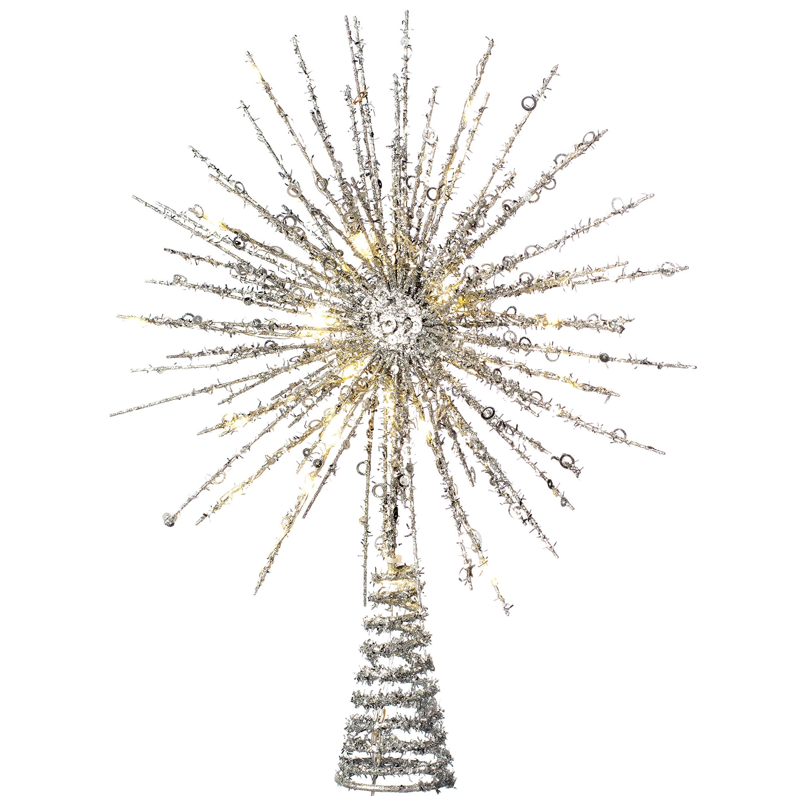WeRChristmas Glitter Star Tree Topper with 25 Chasing Warm LED Lights, Multi-Colour, 32cm