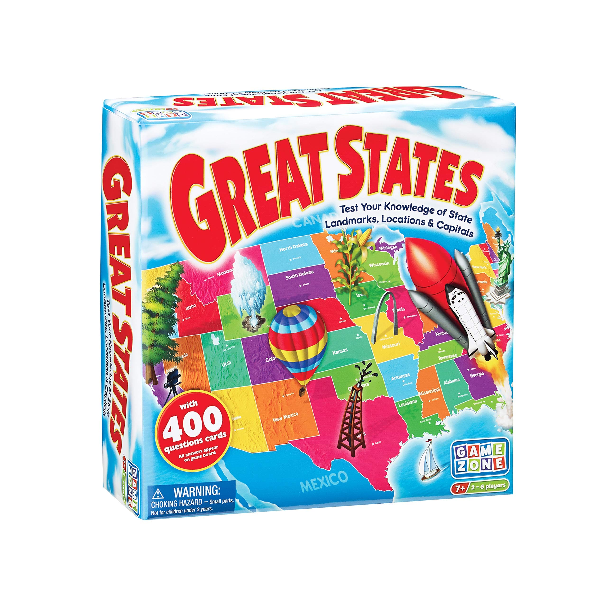 Game Zone Great States - Fun and Educational Geography Game for Ages 7+ - An Engaging Way to Learn about the 50 States with Friends and Family