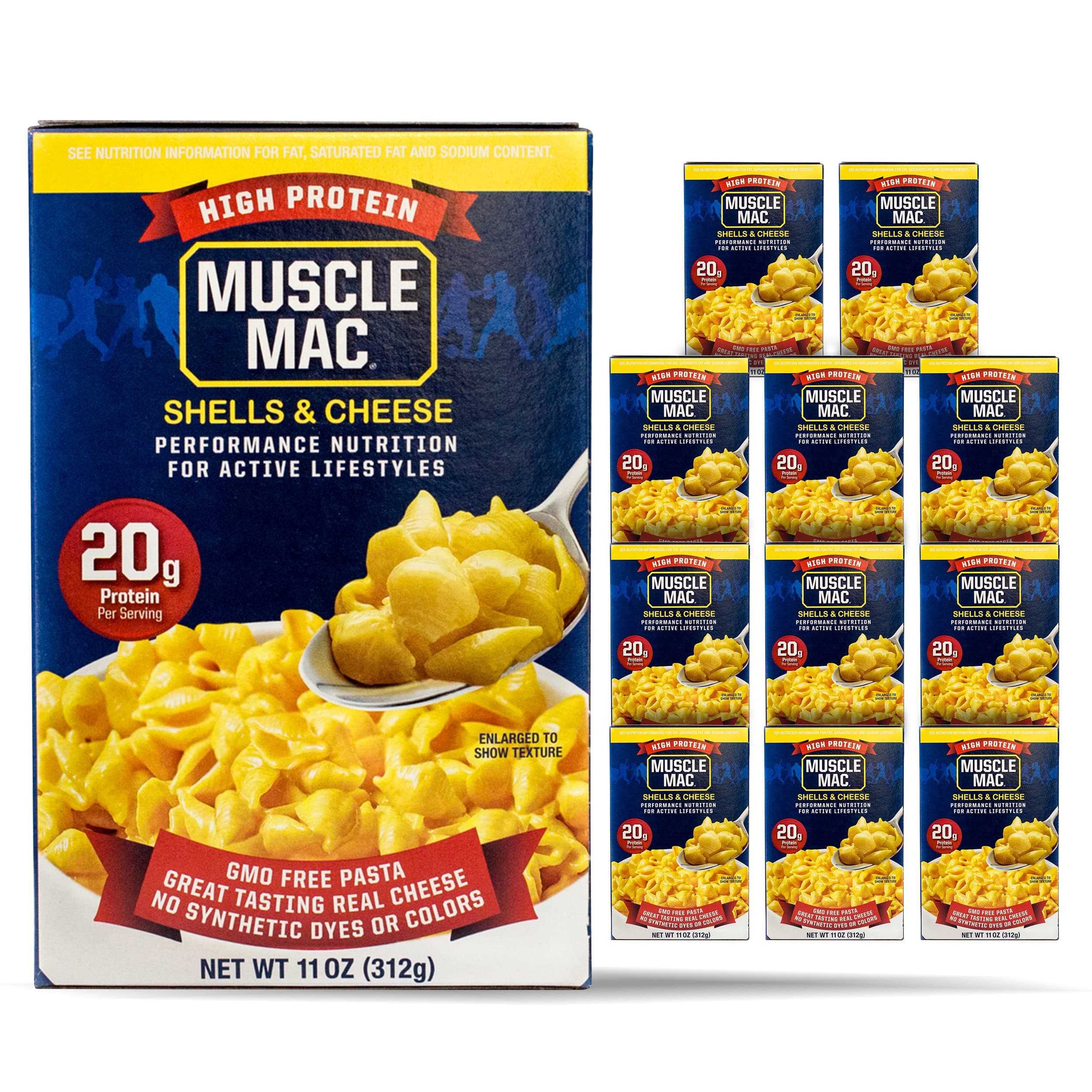 Shells & Cheese Pasta For All Ages, 20 Grams Of Protein Per Serving, Real Cheese, Non-GMO, 11 Ounce (Pack of 12)